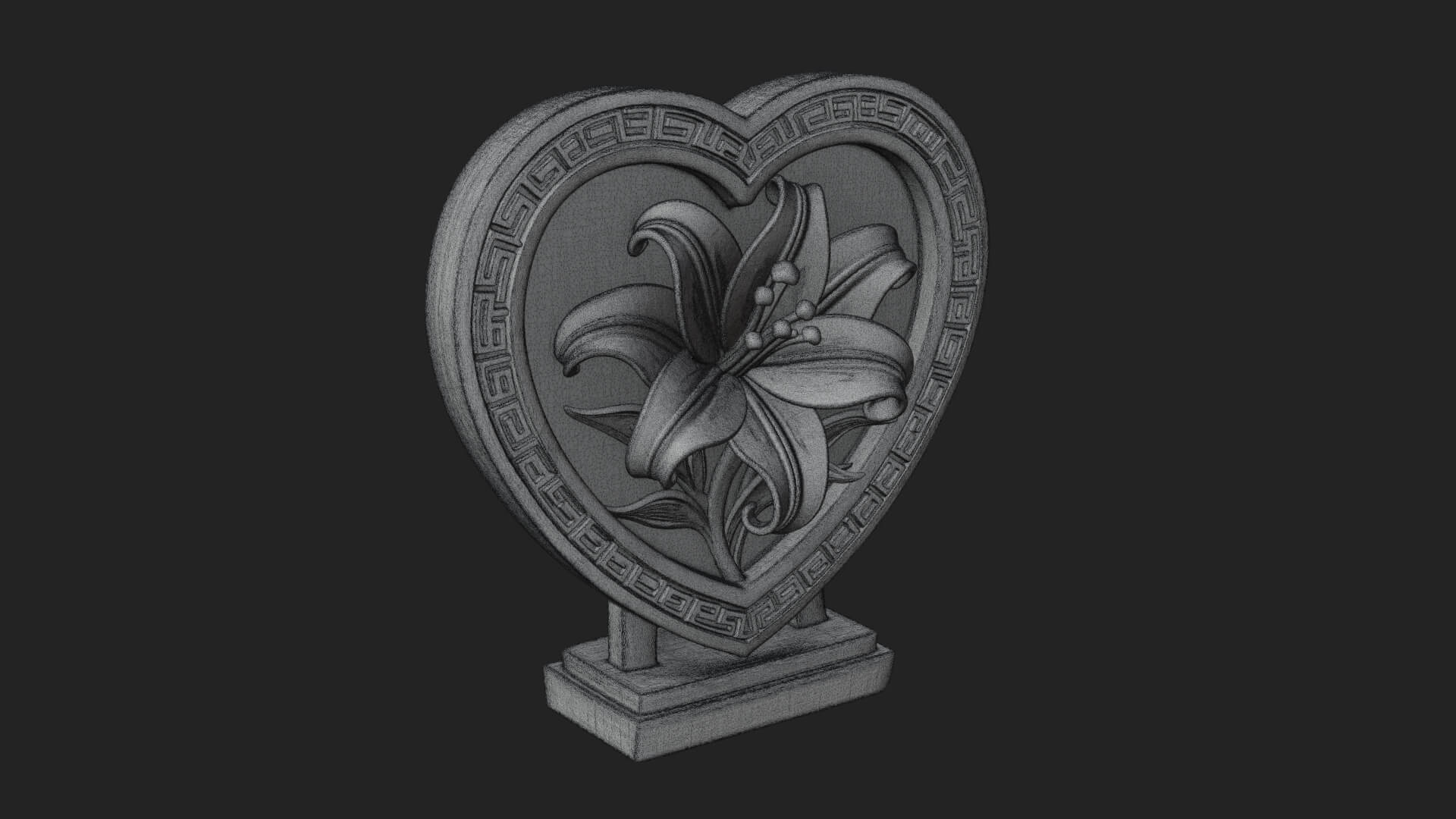 Ornate Framed Heart Plaque Design 62 3D Print Model 3D Model