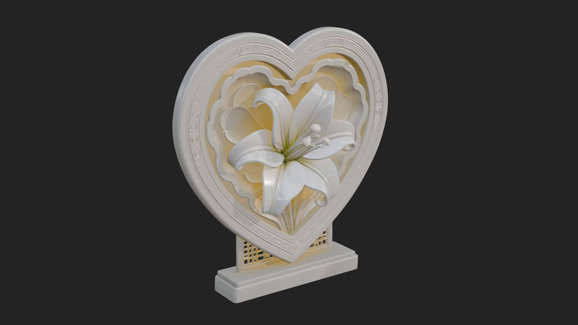 Ornate Framed Heart Plaque Design 63 3D Print Model 3D Model