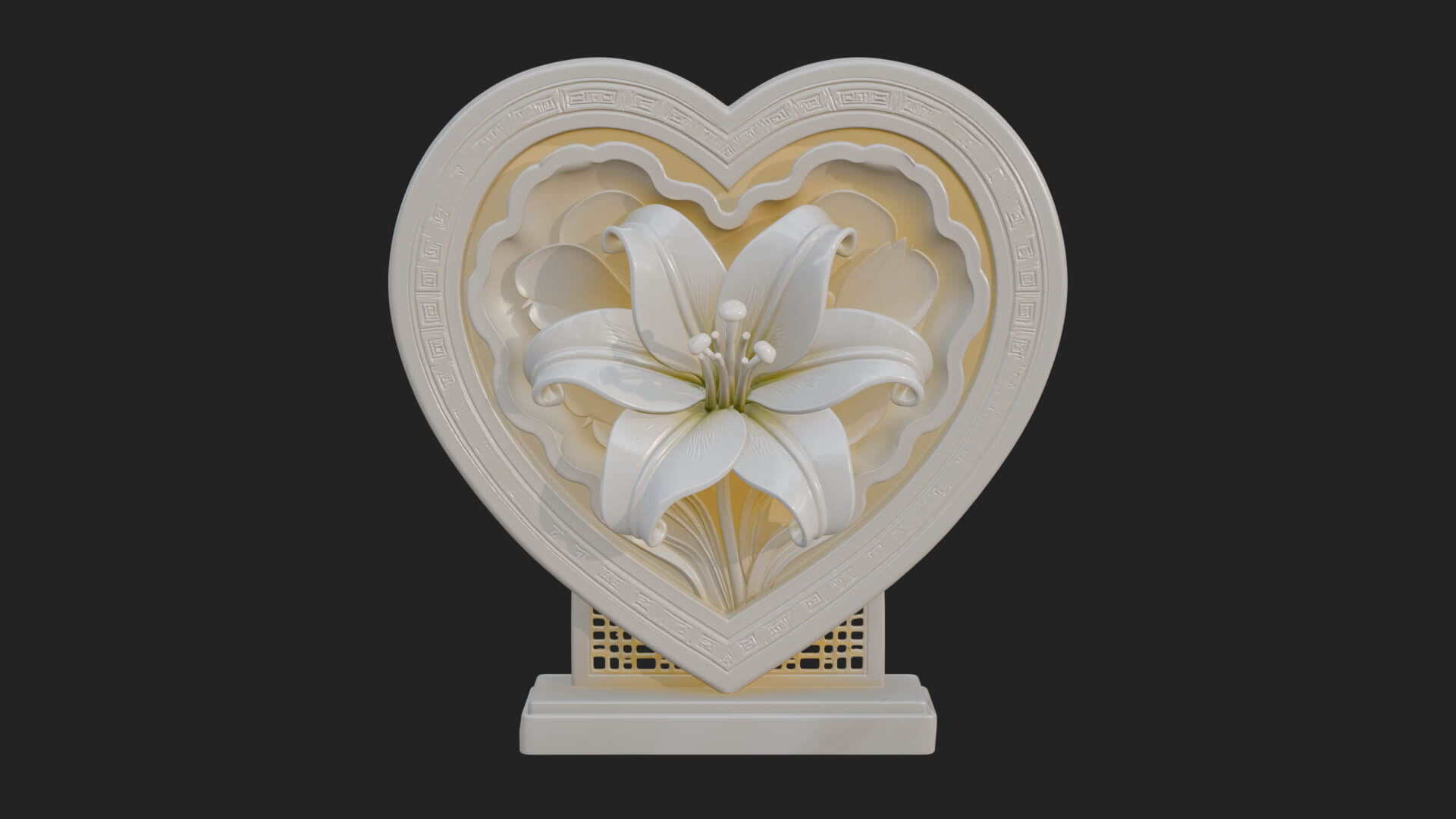 Ornate Framed Heart Plaque Design 63 3D Print Model 3D Model