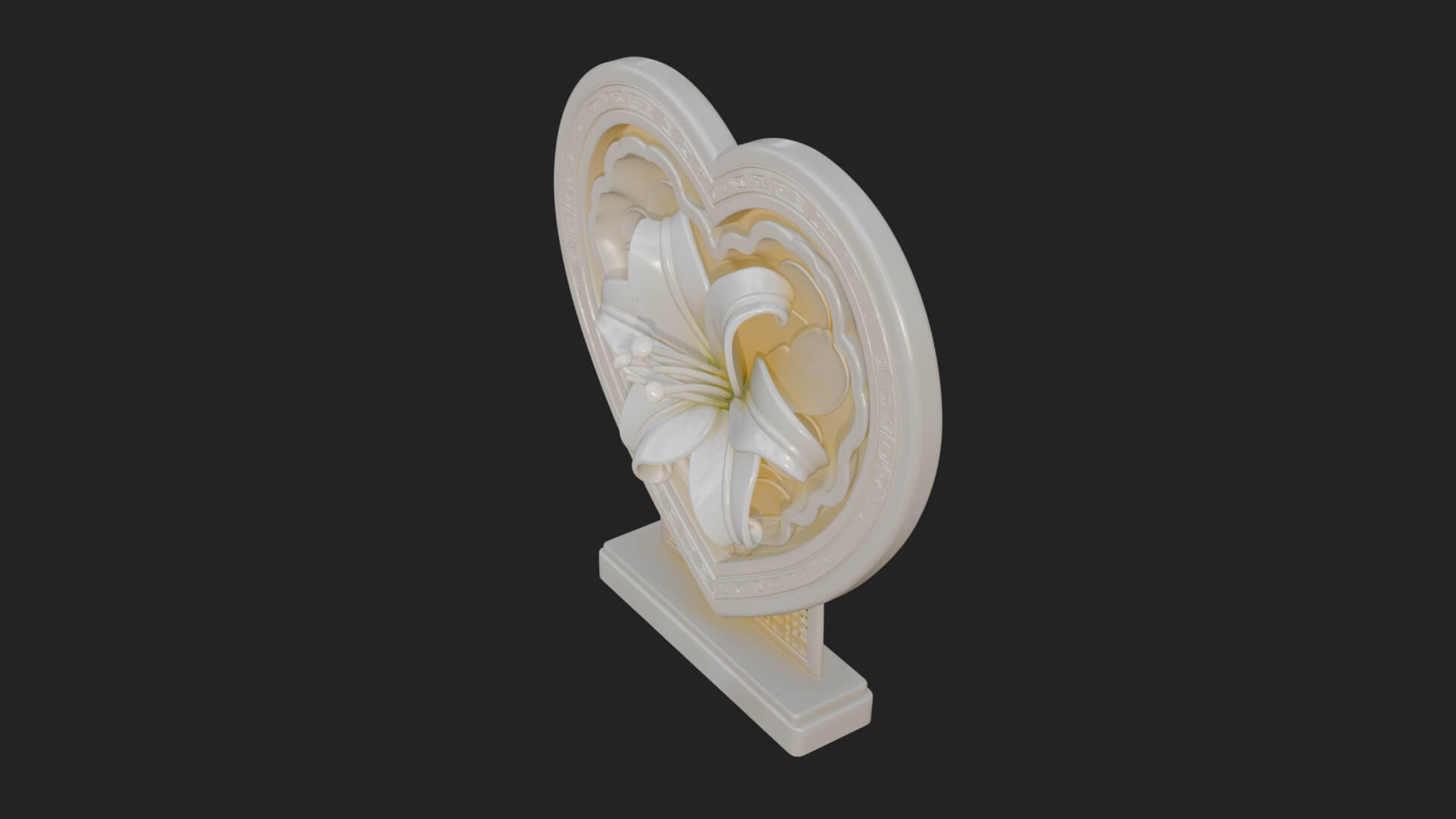 Ornate Framed Heart Plaque Design 63 3D Print Model 3D Model