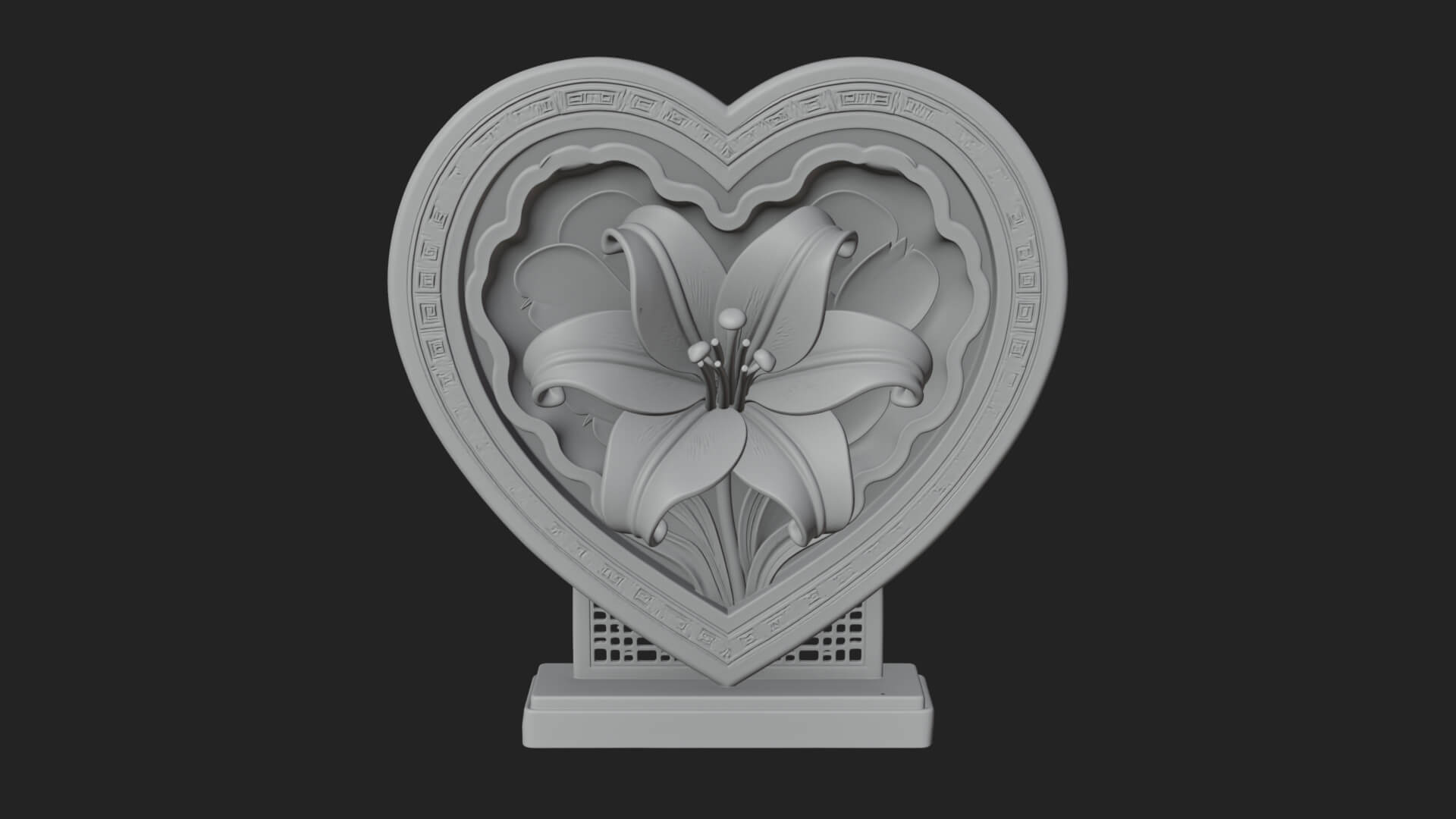 Ornate Framed Heart Plaque Design 63 3D Print Model 3D Model