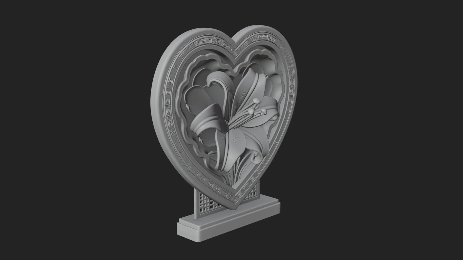 Ornate Framed Heart Plaque Design 63 3D Print Model 3D Model