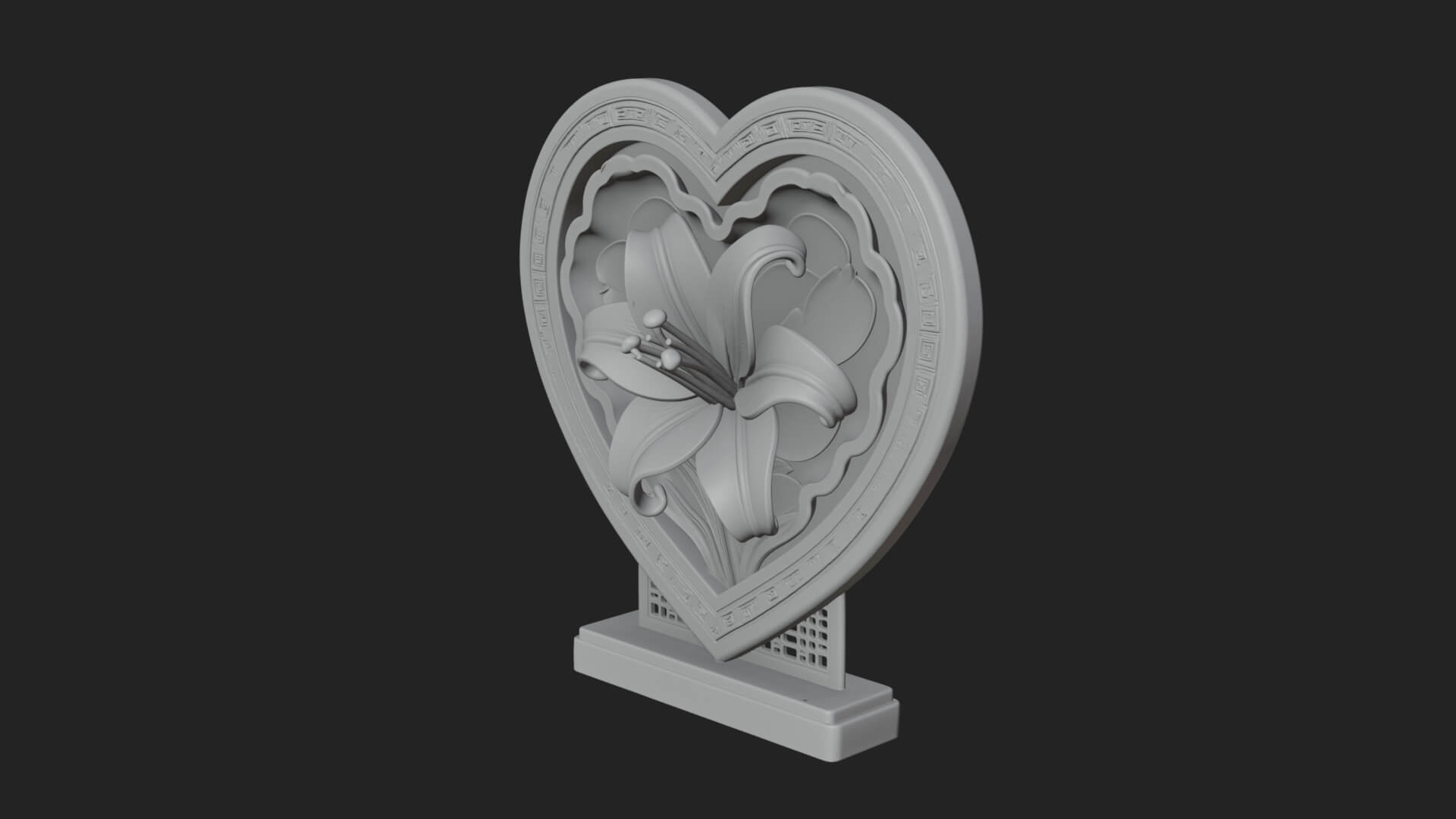 Ornate Framed Heart Plaque Design 63 3D Print Model 3D Model