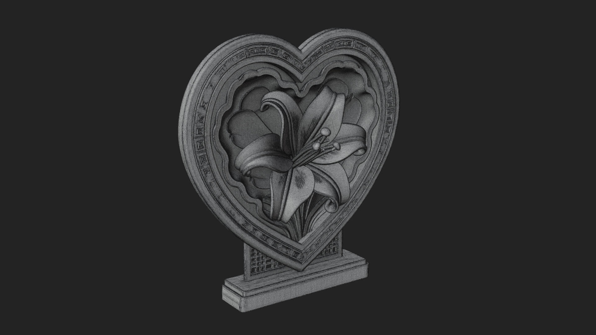 Ornate Framed Heart Plaque Design 63 3D Print Model 3D Model