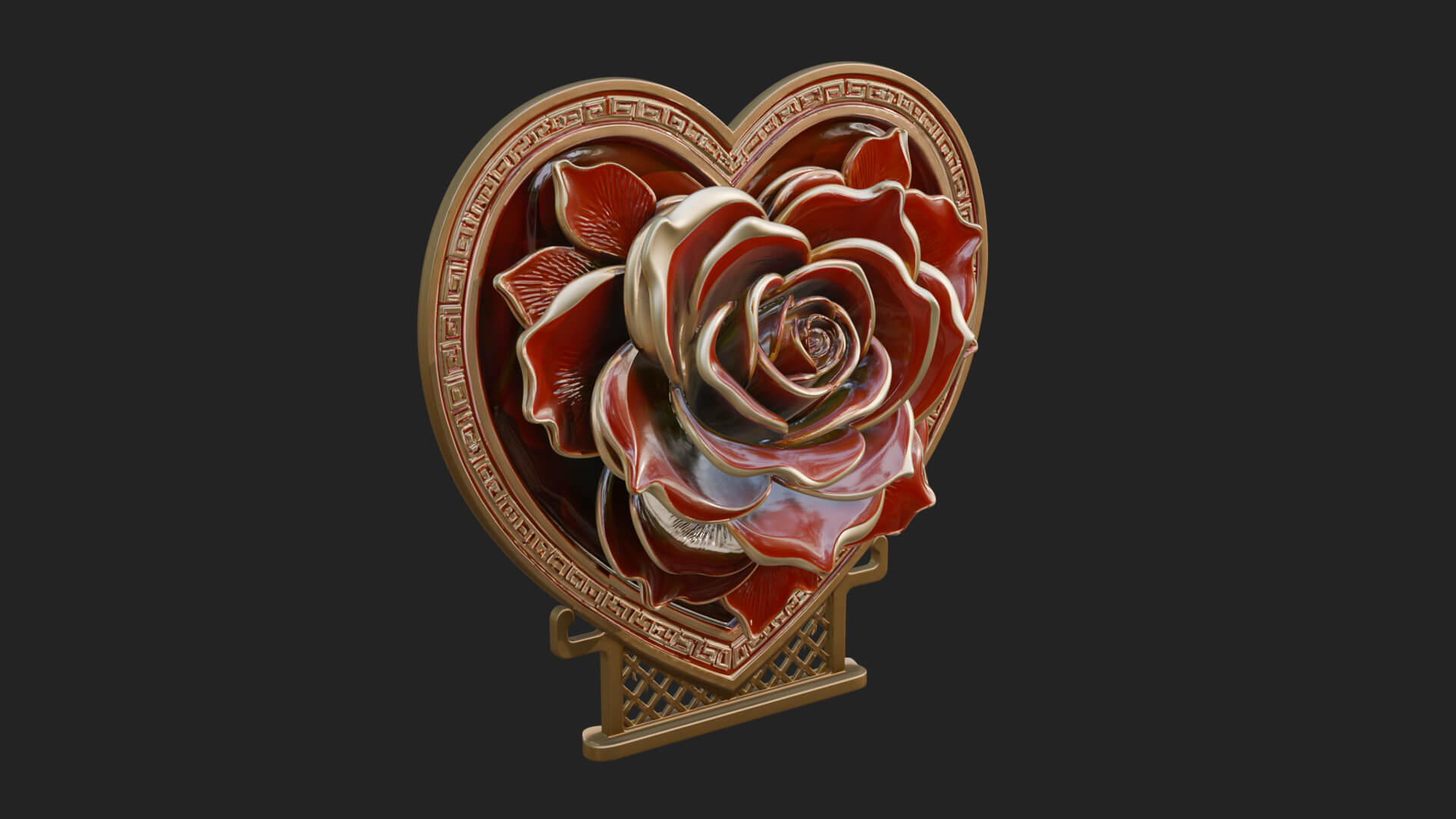 Ornate Framed Heart Plaque Design 64 3D Print Model 3D Model