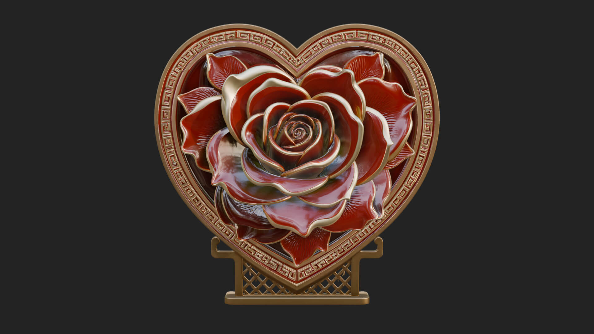 Ornate Framed Heart Plaque Design 64 3D Print Model 3D Model