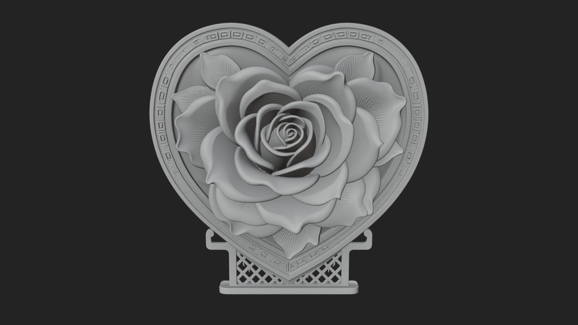 Ornate Framed Heart Plaque Design 64 3D Print Model 3D Model