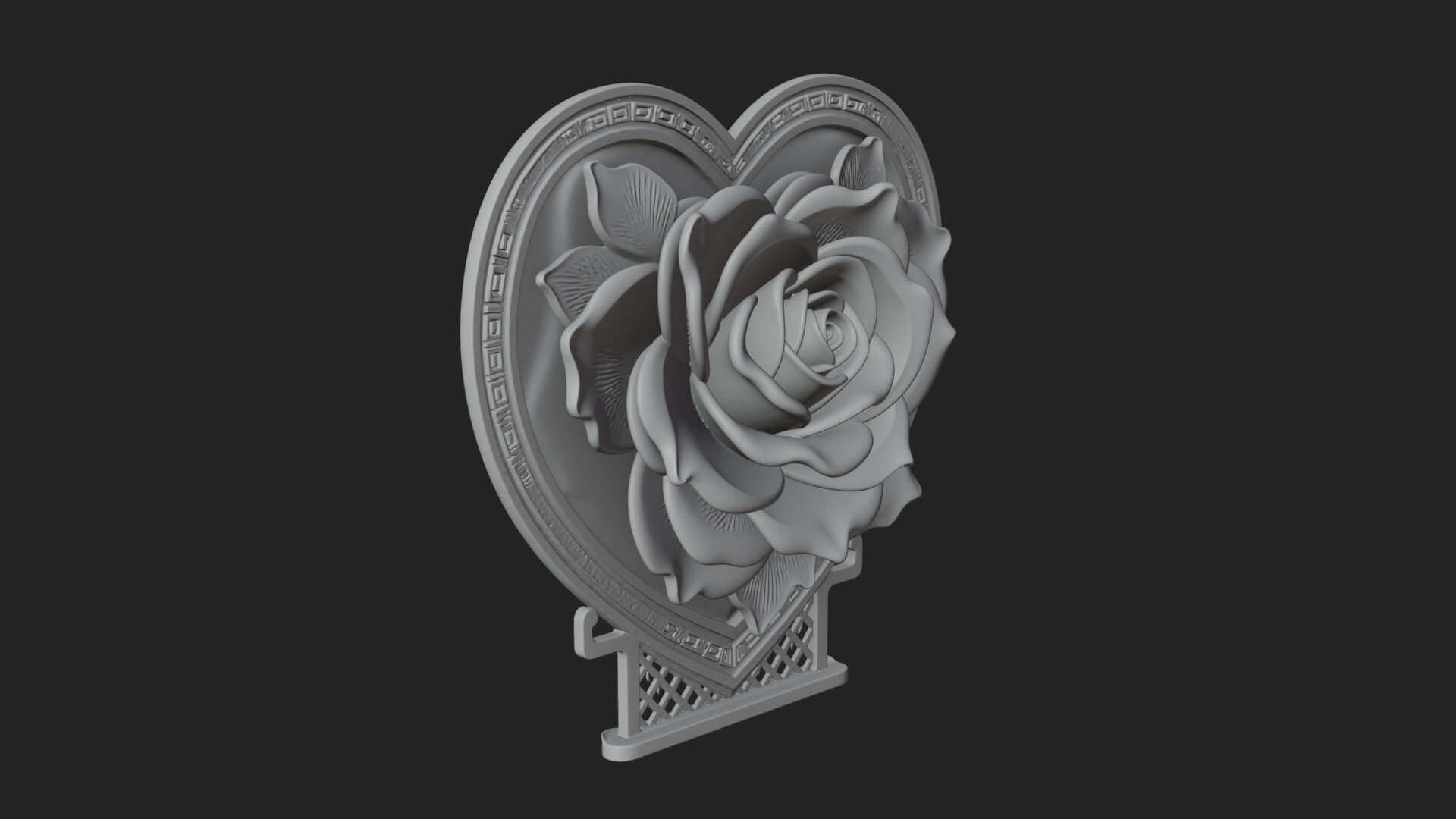 Ornate Framed Heart Plaque Design 64 3D Print Model 3D Model
