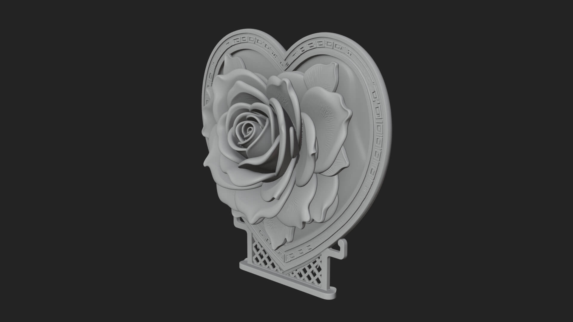 Ornate Framed Heart Plaque Design 64 3D Print Model 3D Model