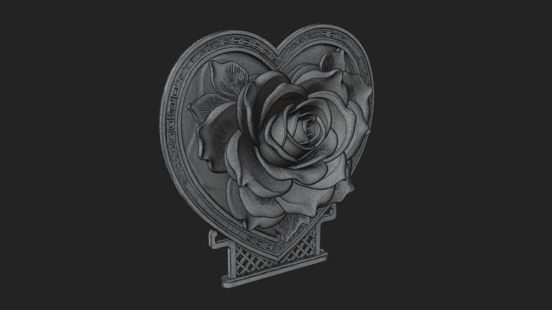 Ornate Framed Heart Plaque Design 64 3D Print Model 3D Model