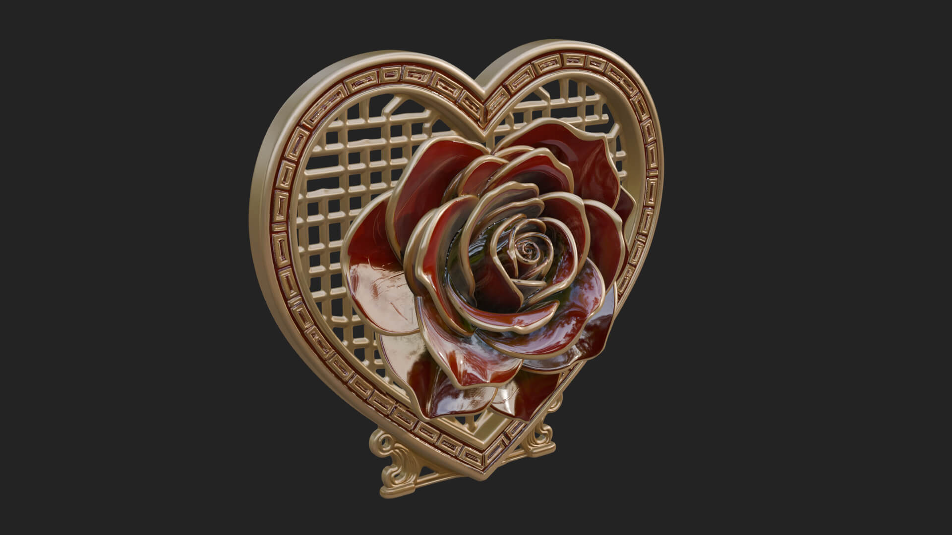 Ornate Framed Heart Plaque Design 65 3D Print Model 3D Model