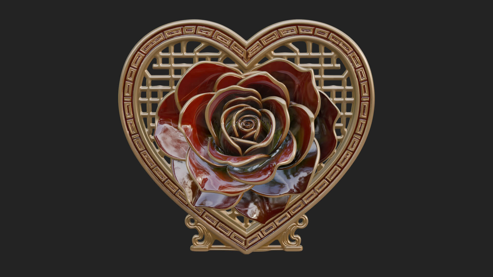 Ornate Framed Heart Plaque Design 65 3D Print Model 3D Model