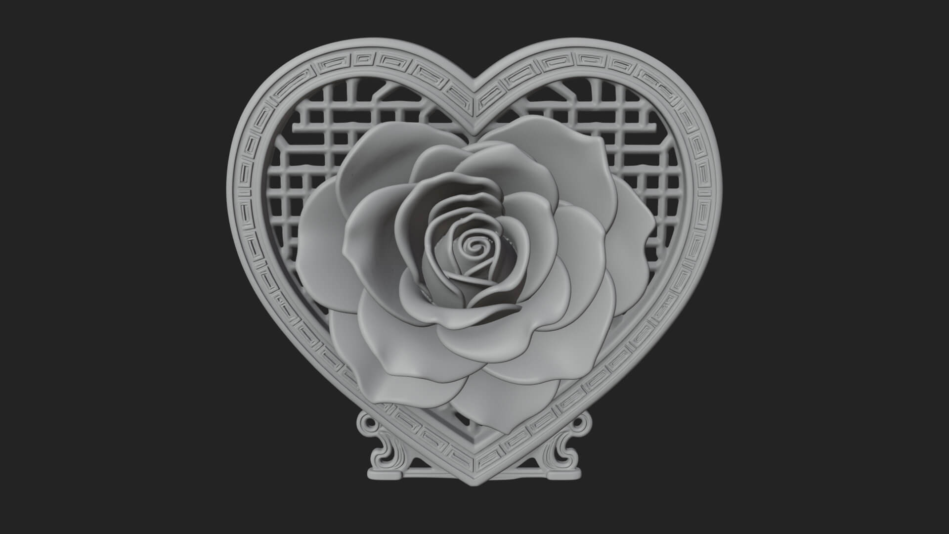 Ornate Framed Heart Plaque Design 65 3D Print Model 3D Model