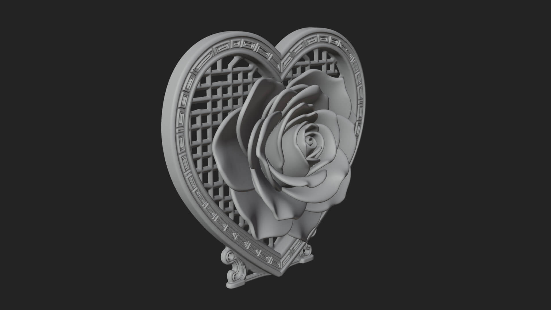Ornate Framed Heart Plaque Design 65 3D Print Model 3D Model