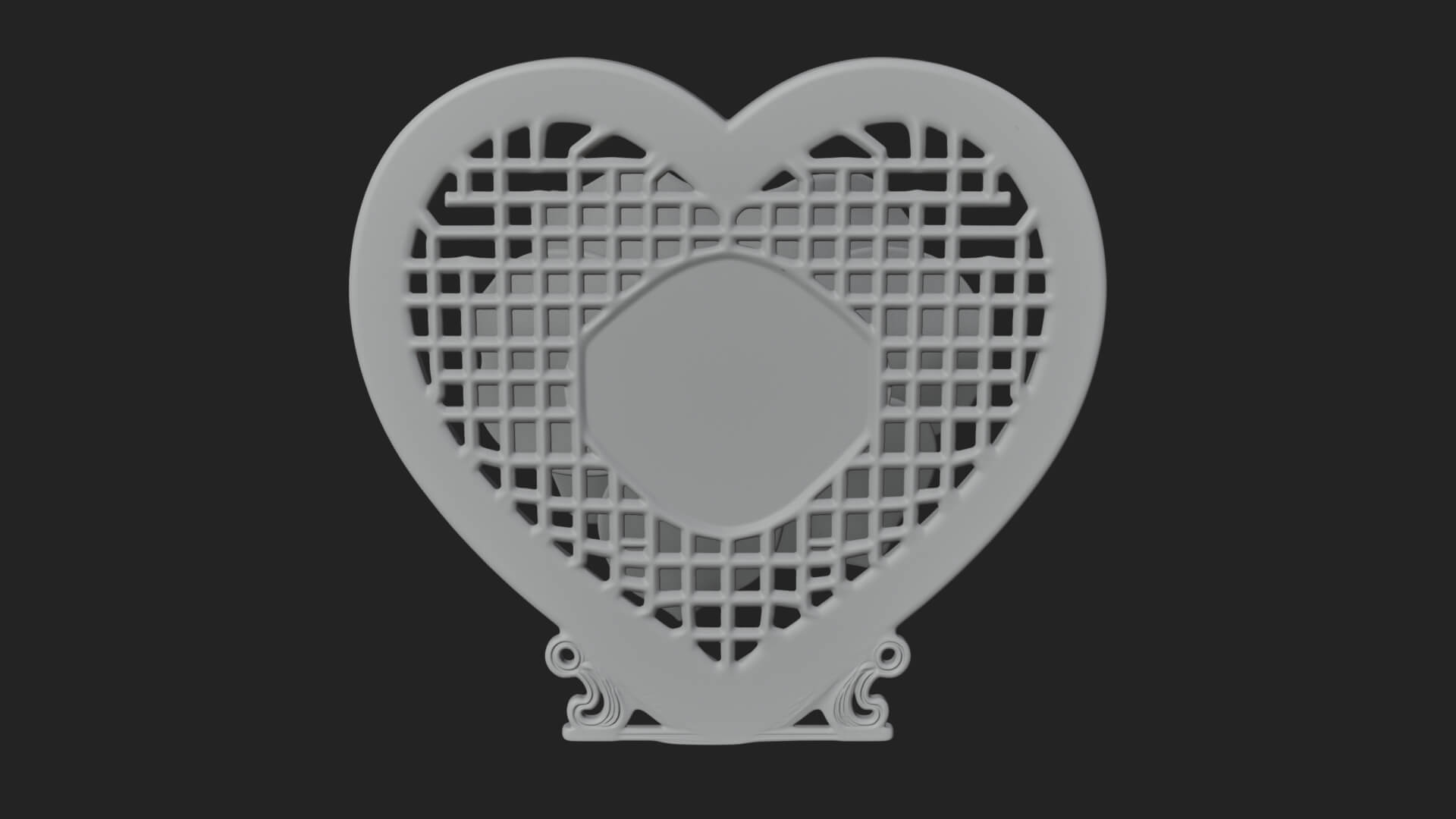 Ornate Framed Heart Plaque Design 65 3D Print Model 3D Model