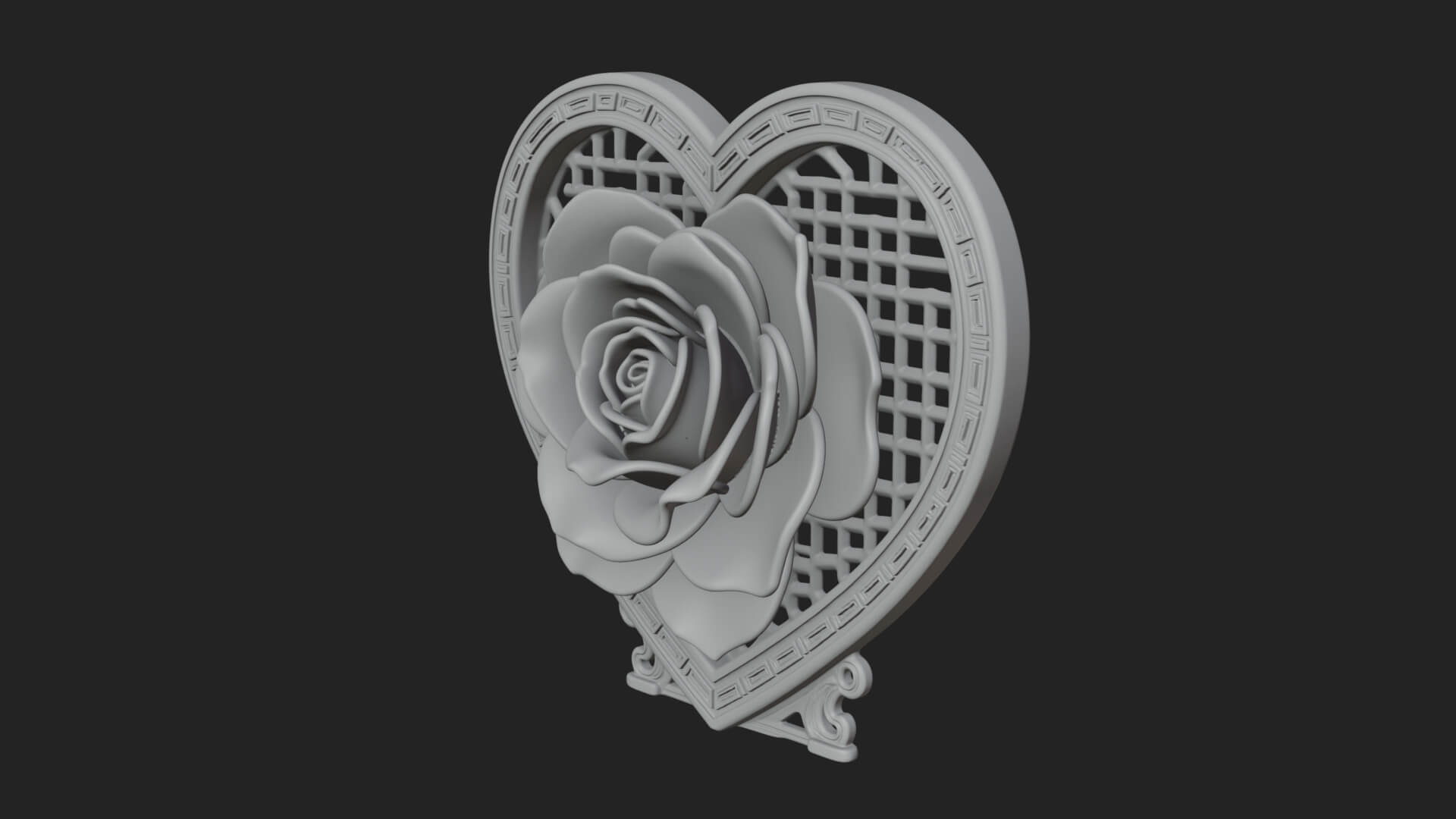Ornate Framed Heart Plaque Design 65 3D Print Model 3D Model