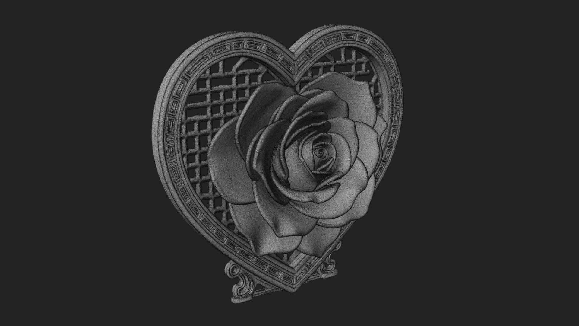 Ornate Framed Heart Plaque Design 65 3D Print Model 3D Model