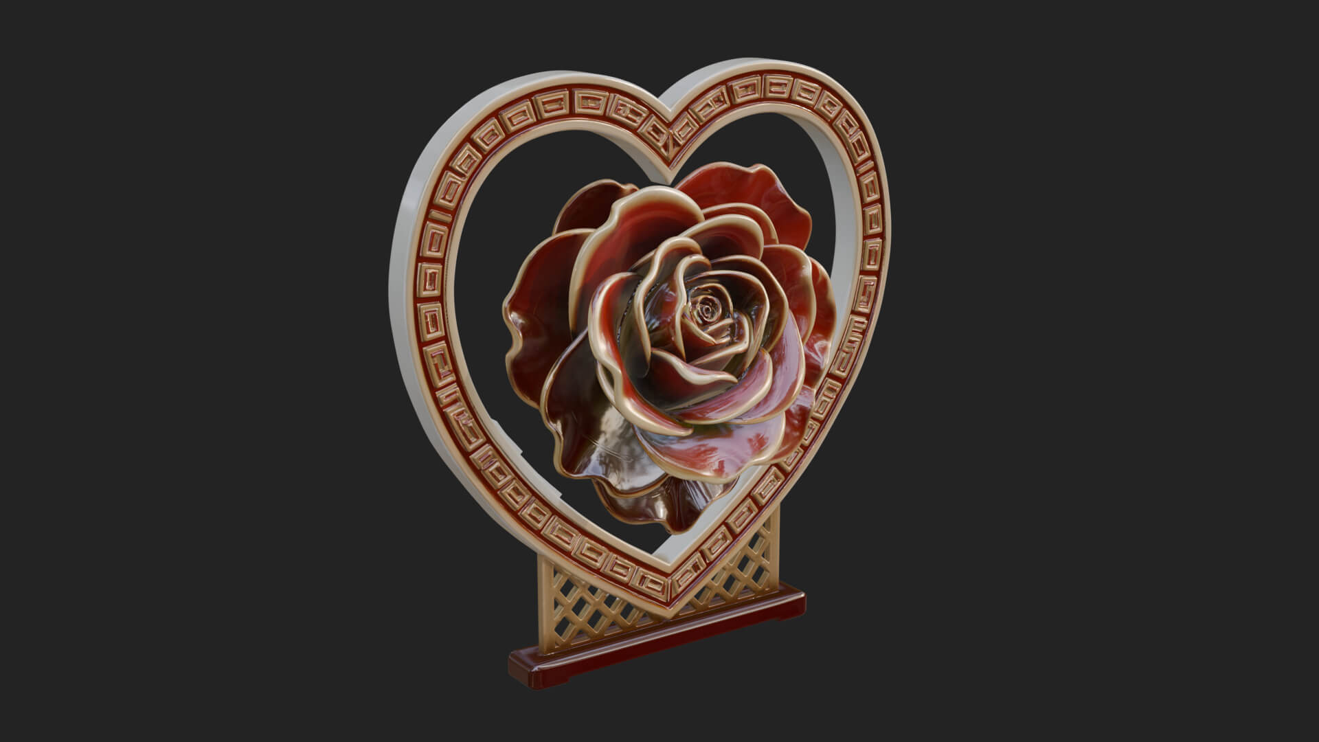 Ornate Framed Heart Plaque Design 66 3D Print Model 3D Model