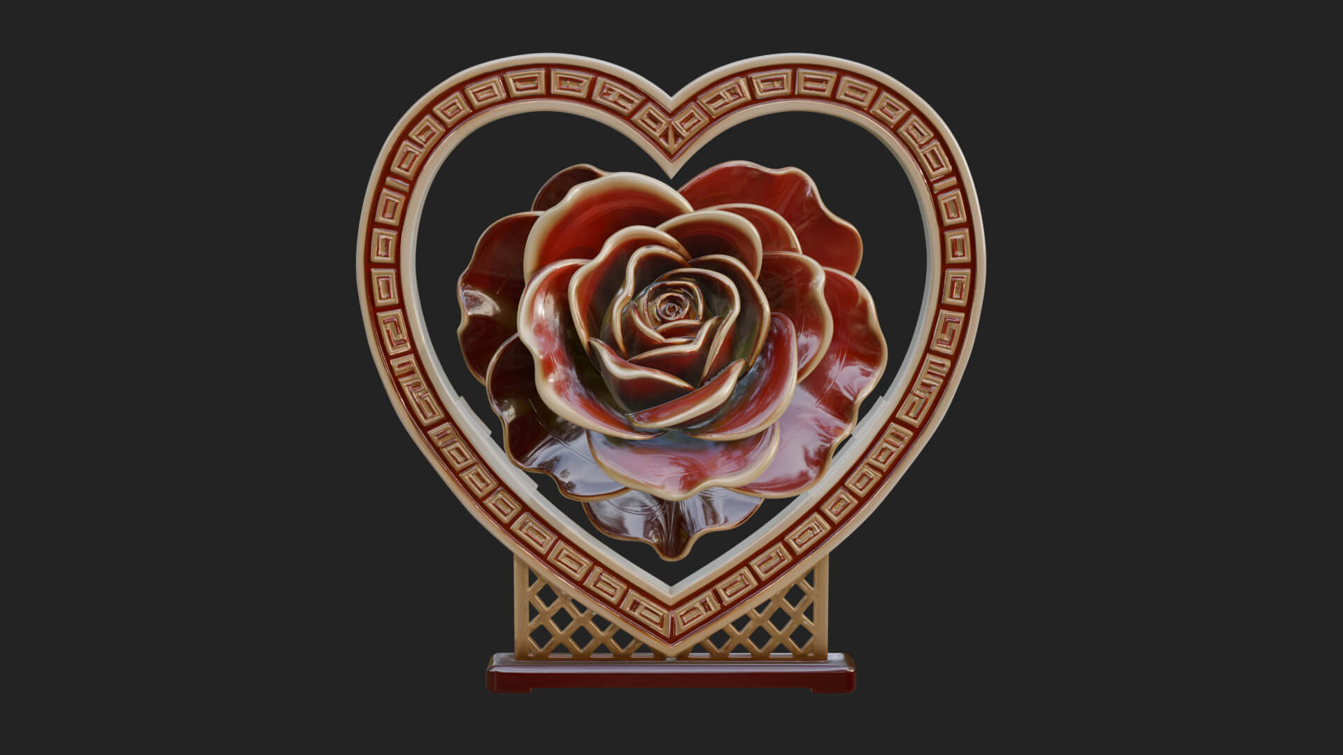 Ornate Framed Heart Plaque Design 66 3D Print Model 3D Model