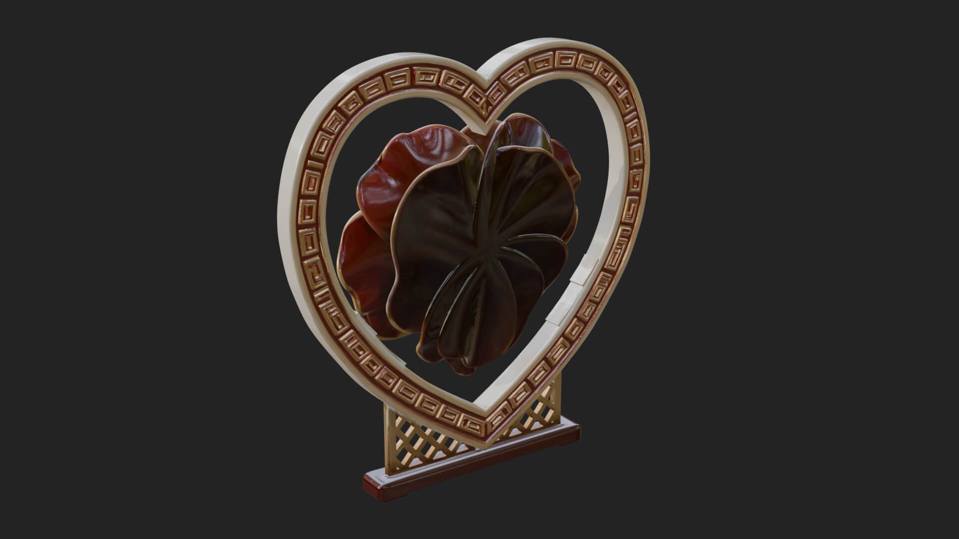 Ornate Framed Heart Plaque Design 66 3D Print Model 3D Model