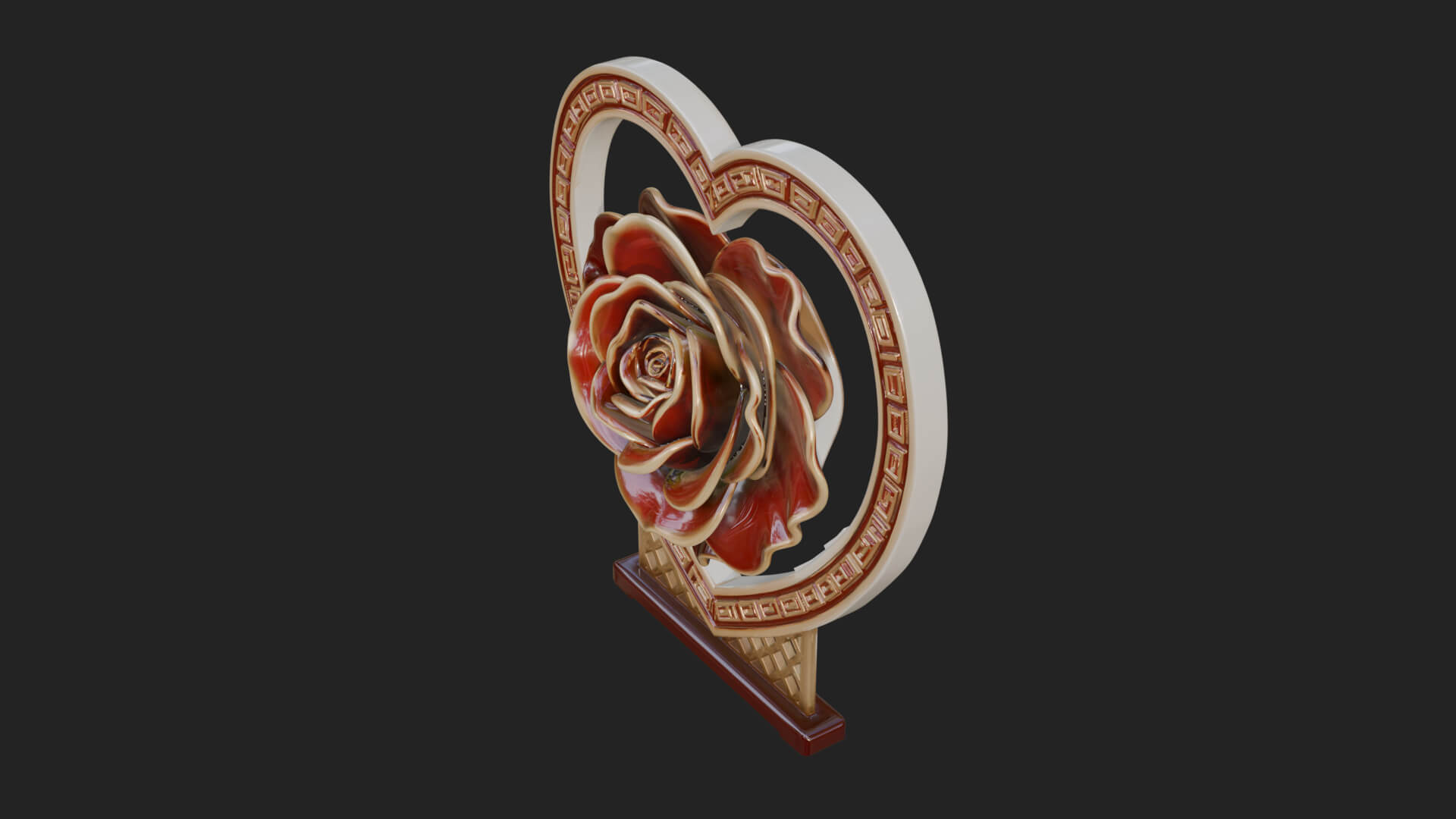 Ornate Framed Heart Plaque Design 66 3D Print Model 3D Model