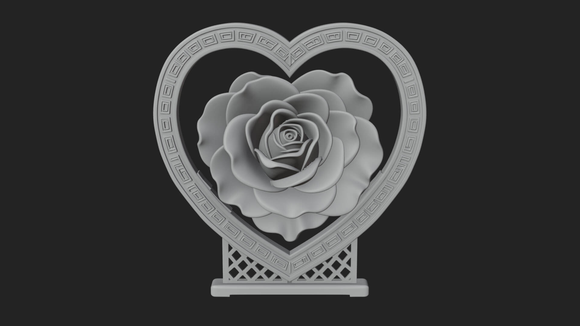Ornate Framed Heart Plaque Design 66 3D Print Model 3D Model
