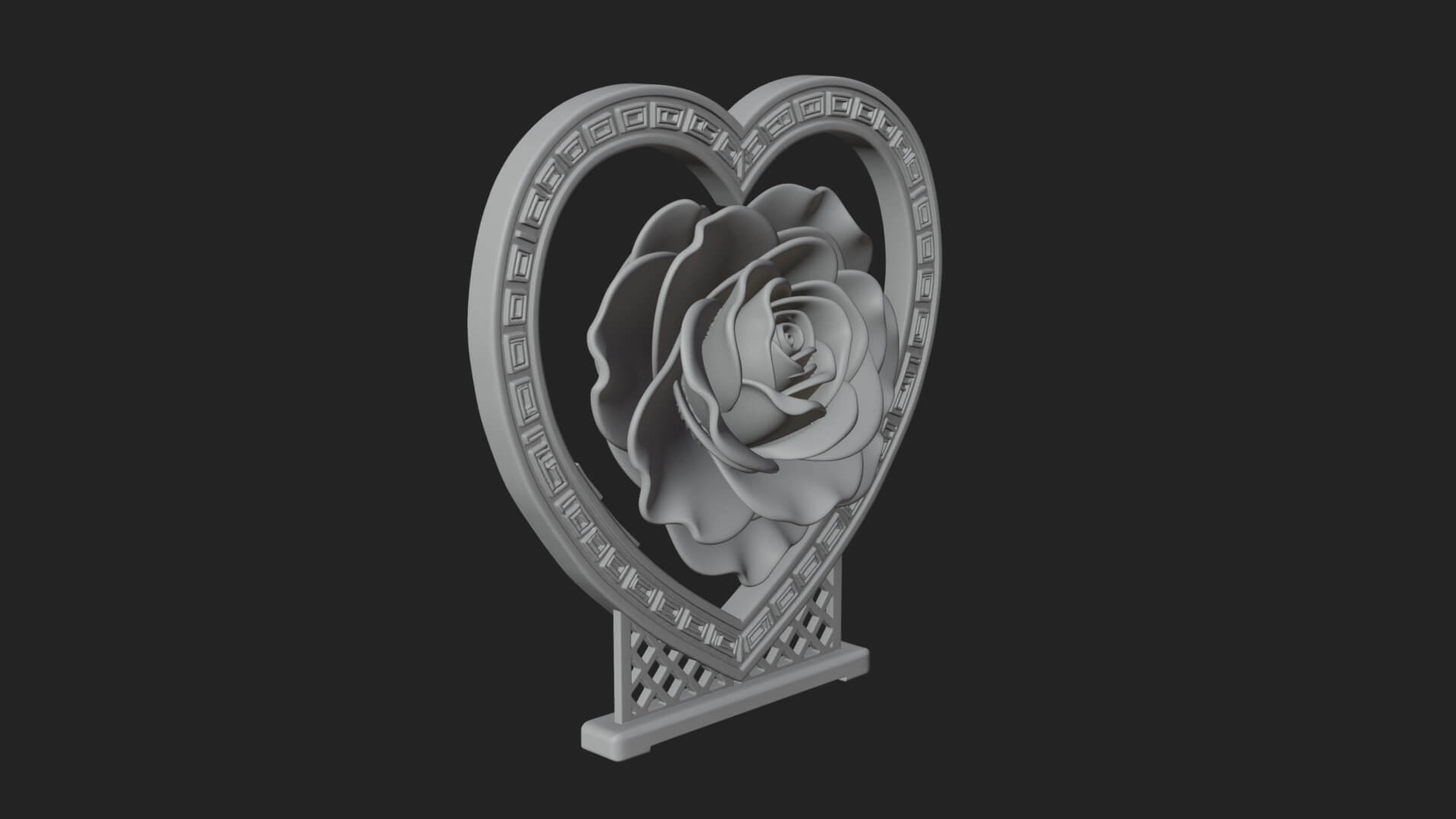 Ornate Framed Heart Plaque Design 66 3D Print Model 3D Model