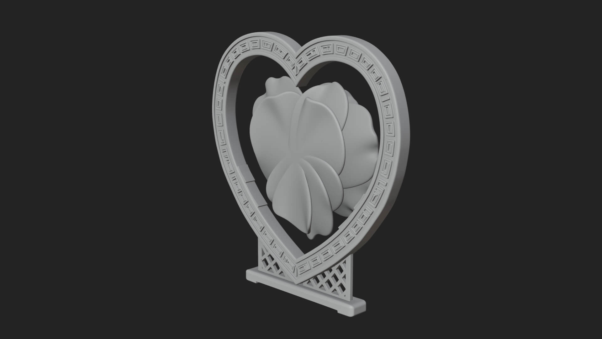 Ornate Framed Heart Plaque Design 66 3D Print Model 3D Model