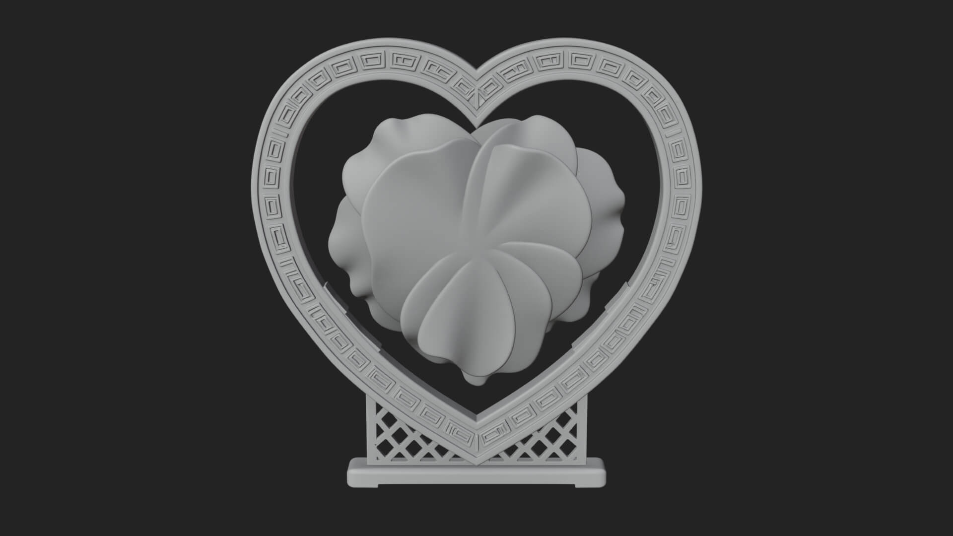 Ornate Framed Heart Plaque Design 66 3D Print Model 3D Model