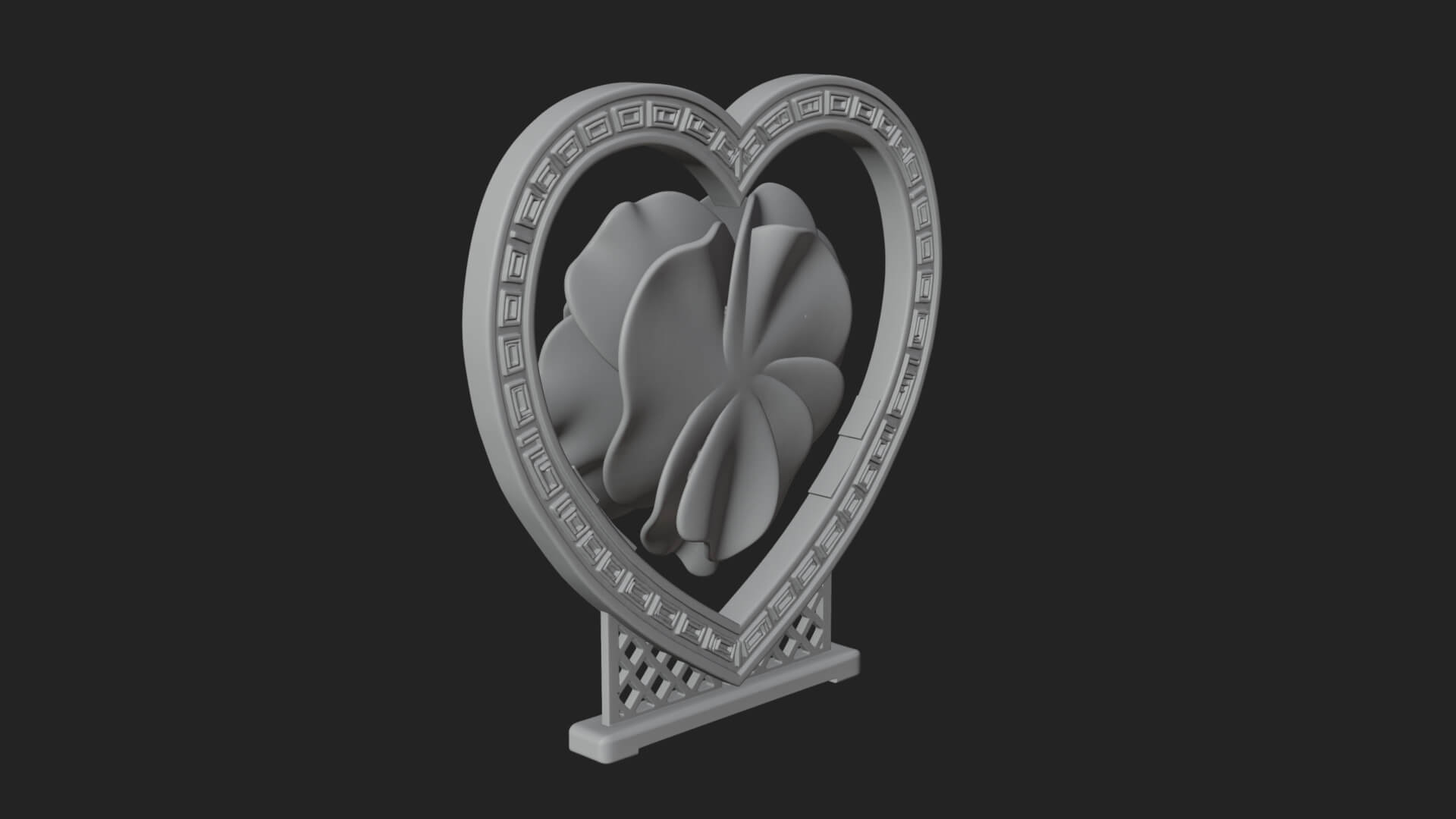 Ornate Framed Heart Plaque Design 66 3D Print Model 3D Model