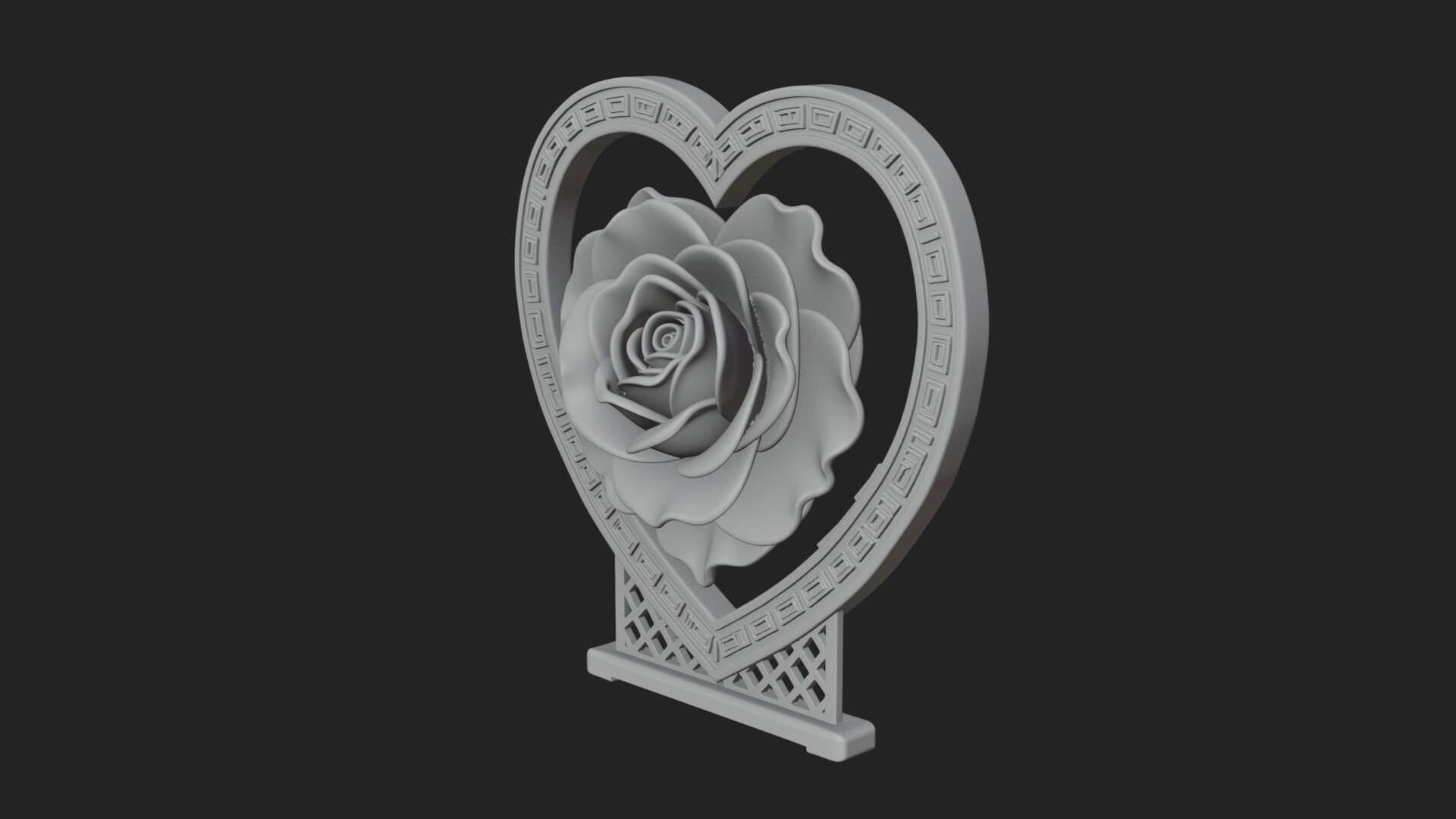 Ornate Framed Heart Plaque Design 66 3D Print Model 3D Model