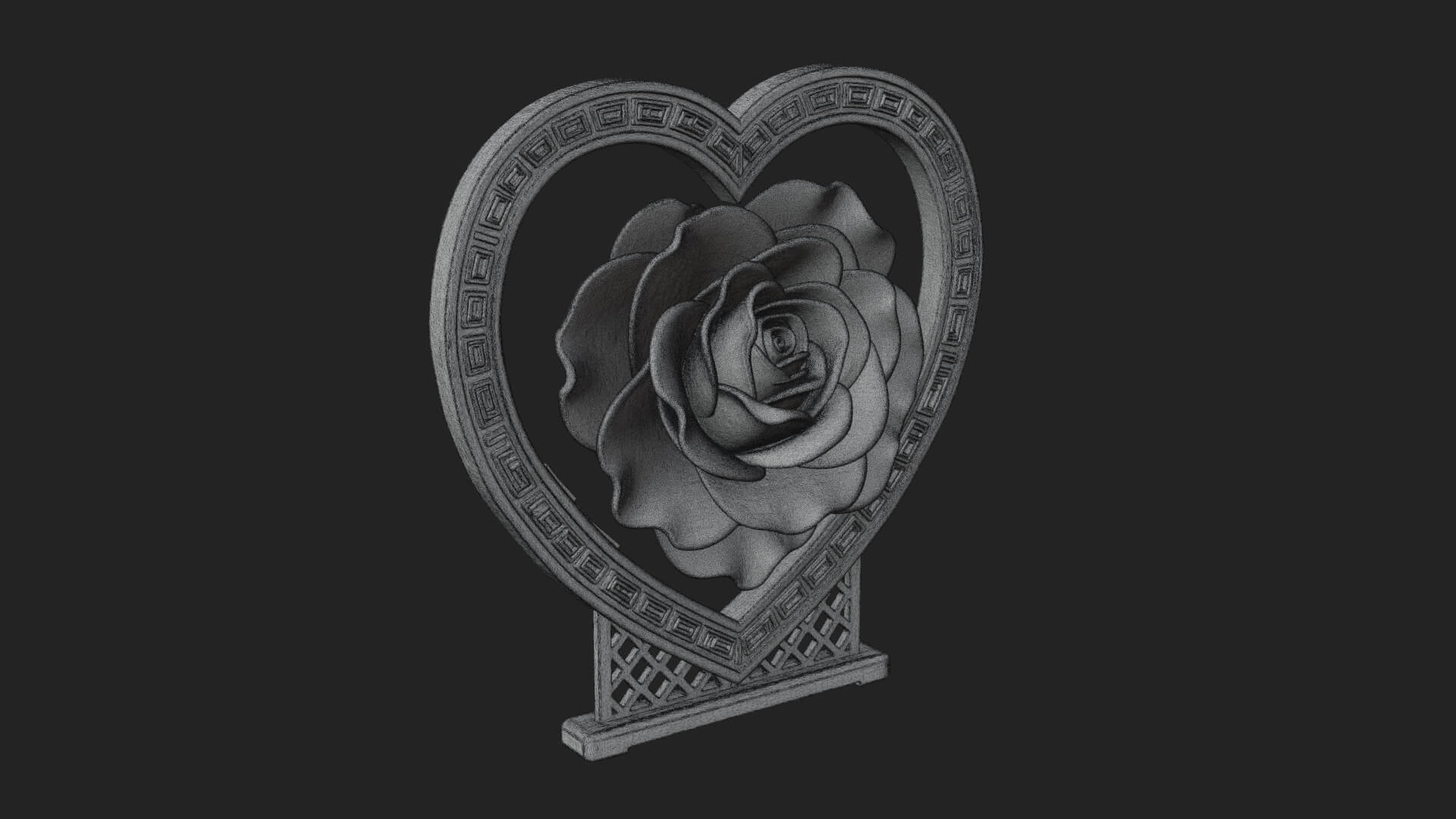 Ornate Framed Heart Plaque Design 66 3D Print Model 3D Model