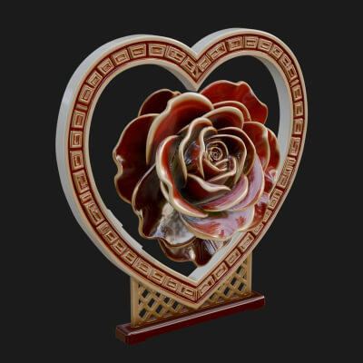 Ornate Framed Heart Plaque Design 66 3D Print Model