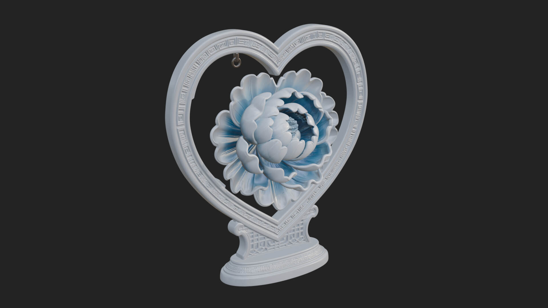 Ornate Framed Heart Plaque Design 67 3D Print Model 3D Model