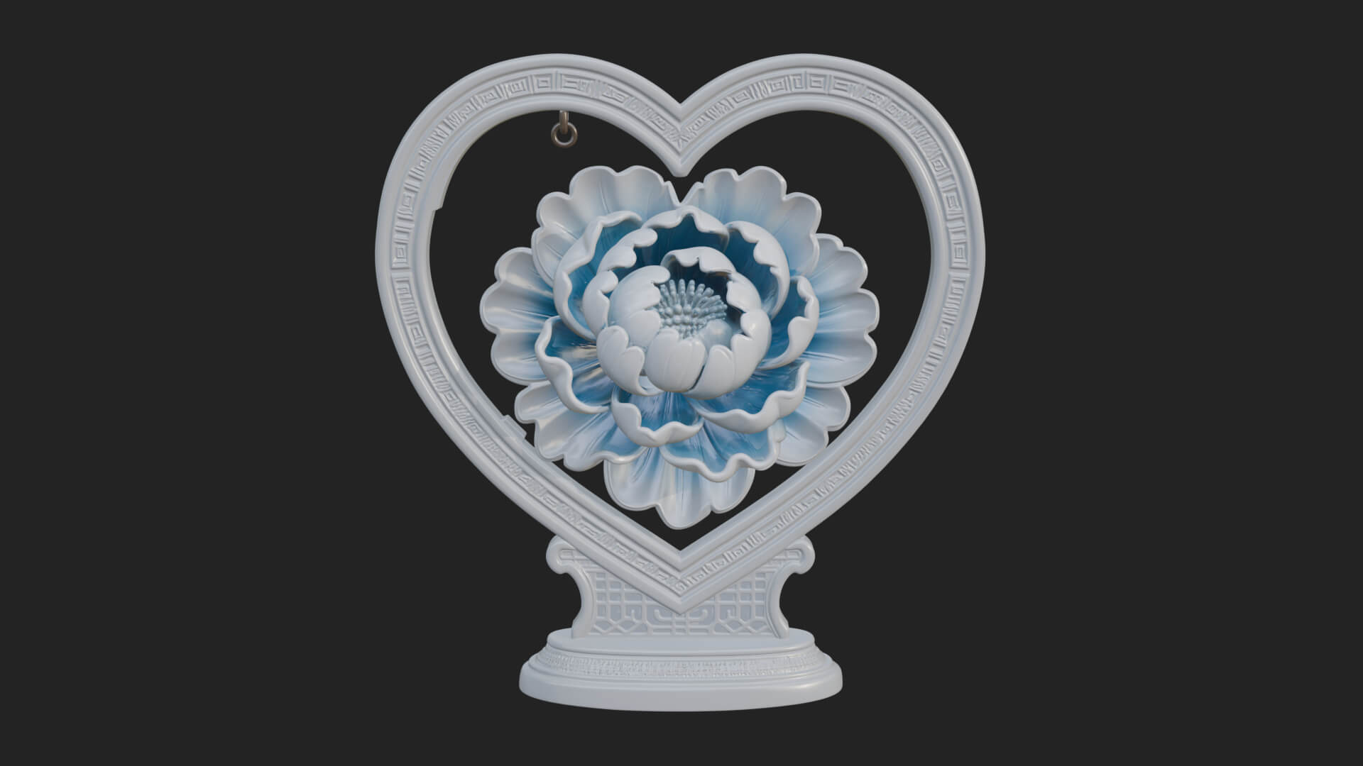 Ornate Framed Heart Plaque Design 67 3D Print Model 3D Model