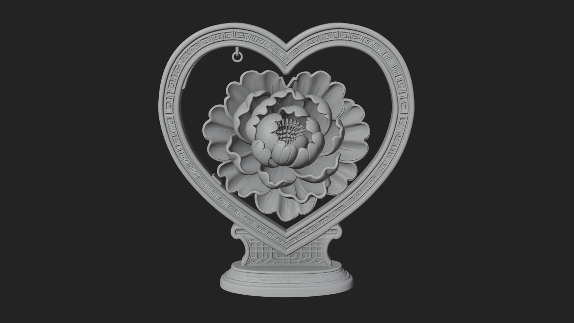 Ornate Framed Heart Plaque Design 67 3D Print Model 3D Model