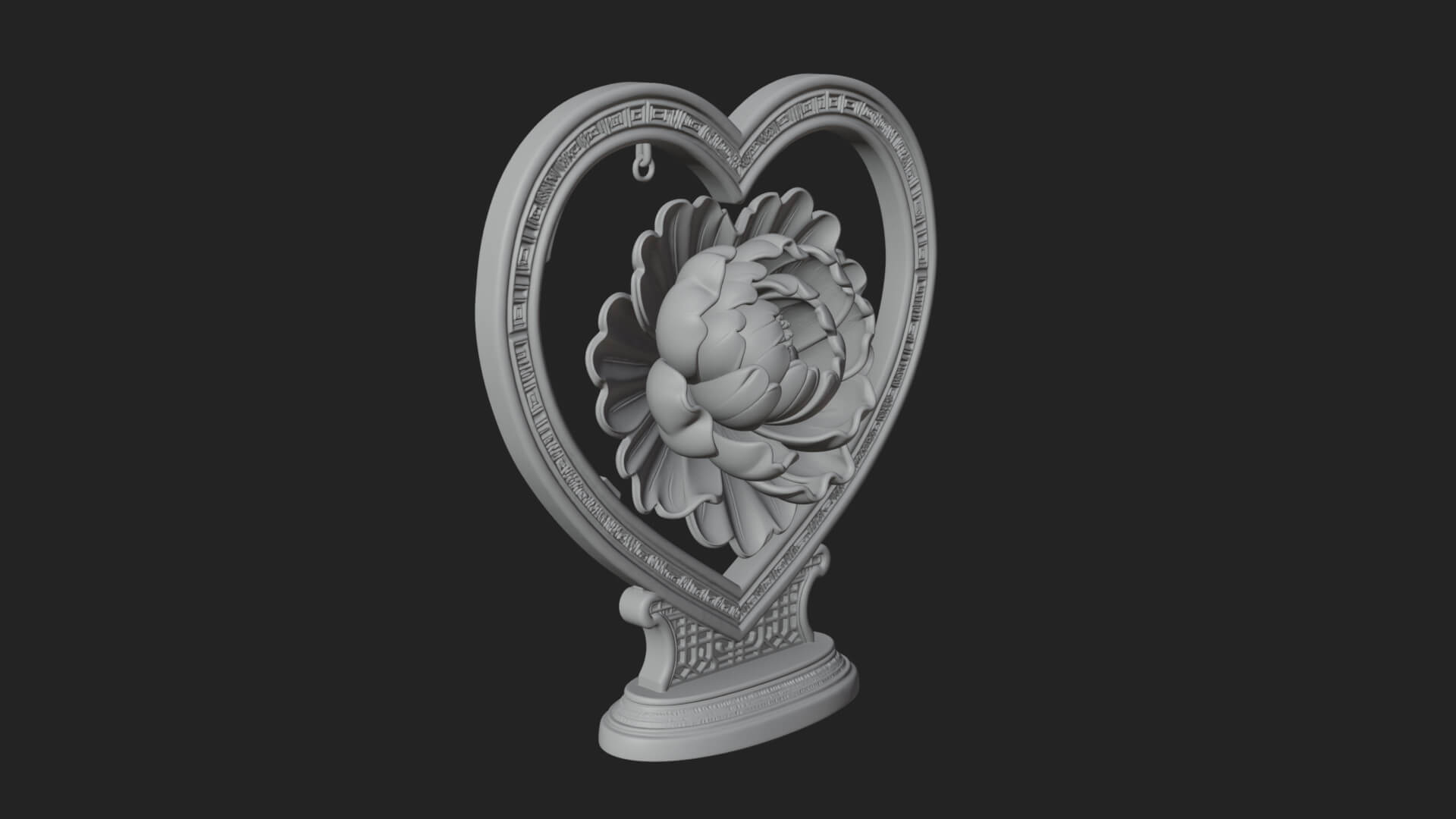 Ornate Framed Heart Plaque Design 67 3D Print Model 3D Model