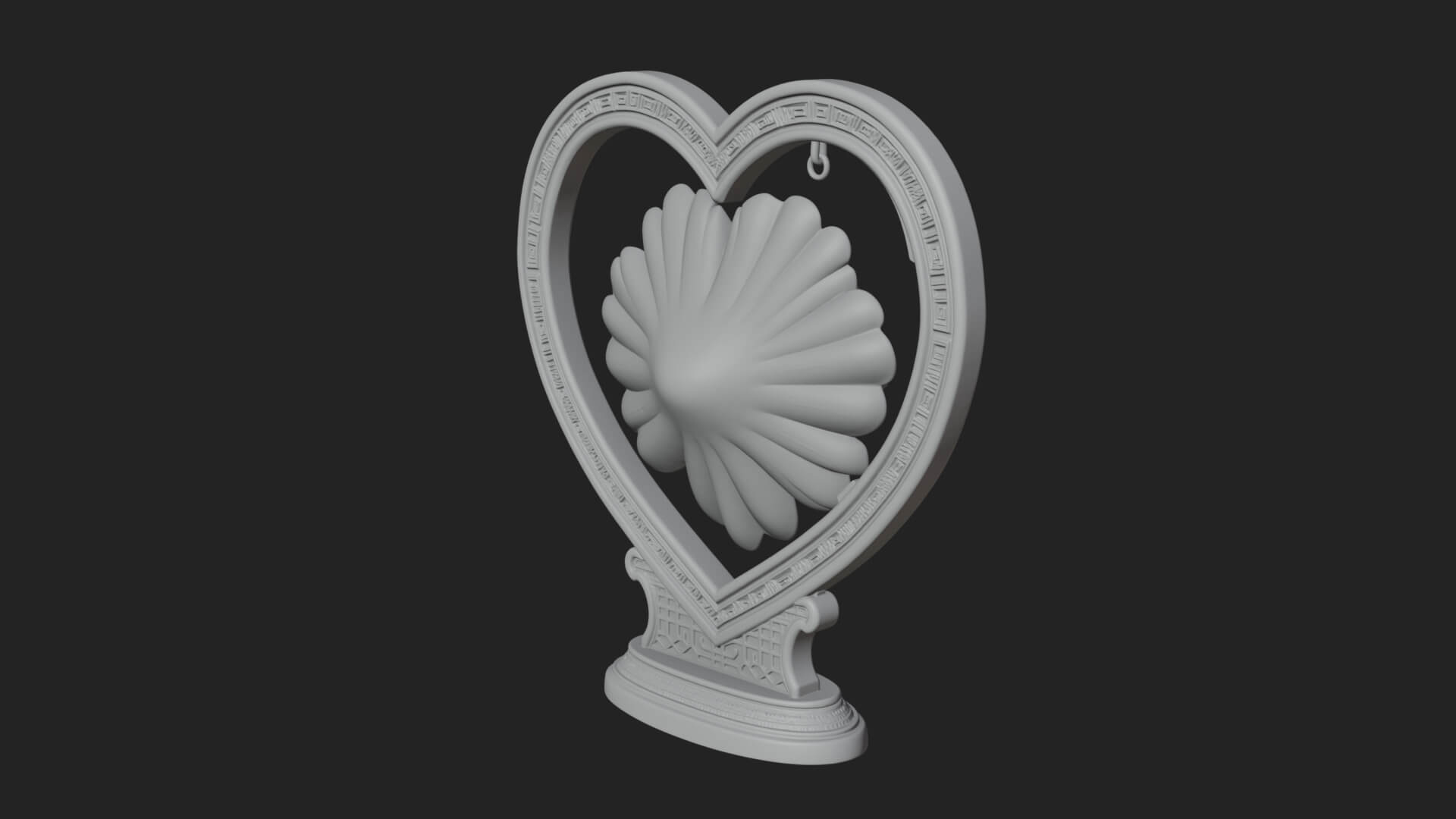 Ornate Framed Heart Plaque Design 67 3D Print Model 3D Model