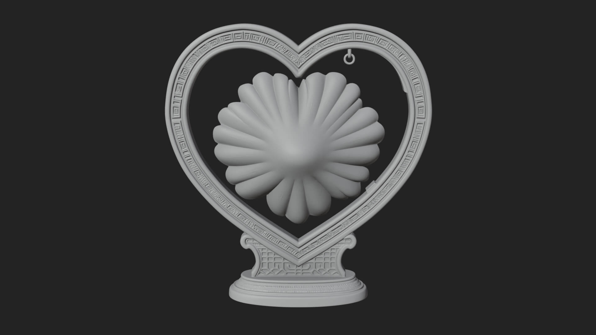 Ornate Framed Heart Plaque Design 67 3D Print Model 3D Model