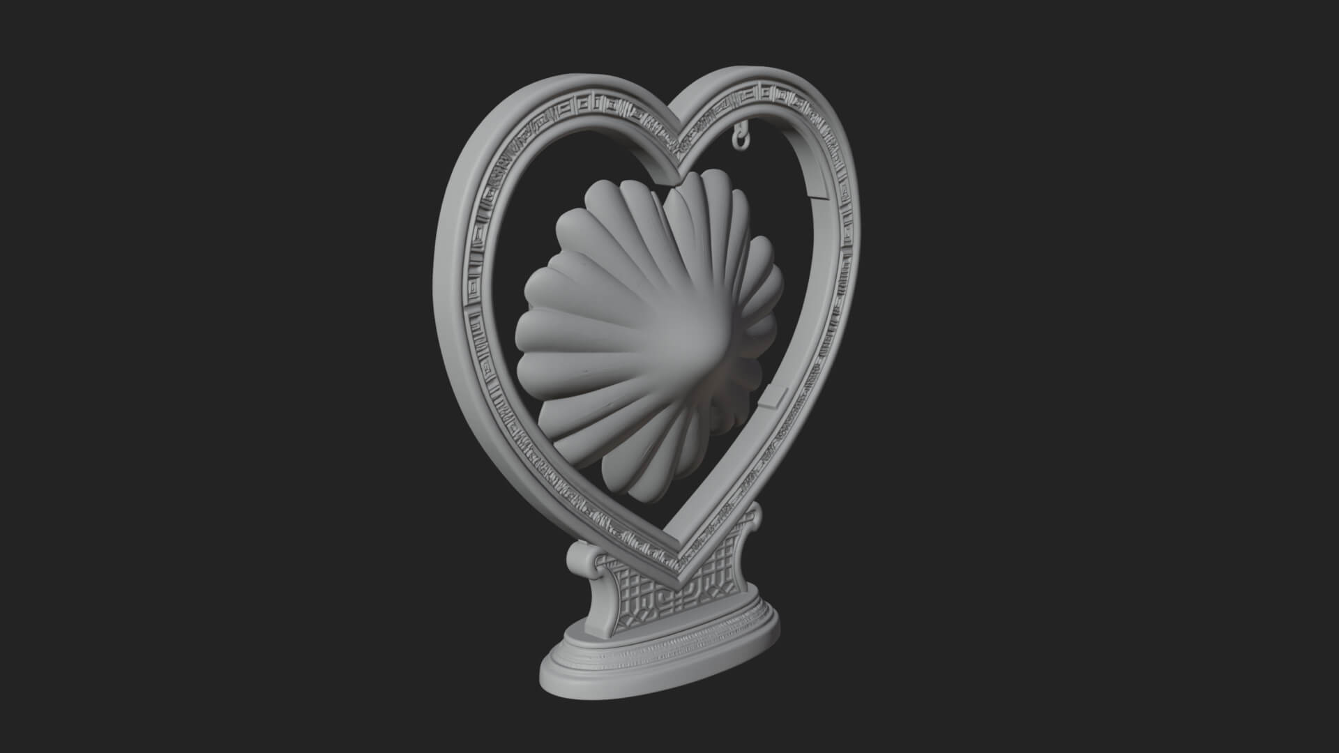 Ornate Framed Heart Plaque Design 67 3D Print Model 3D Model