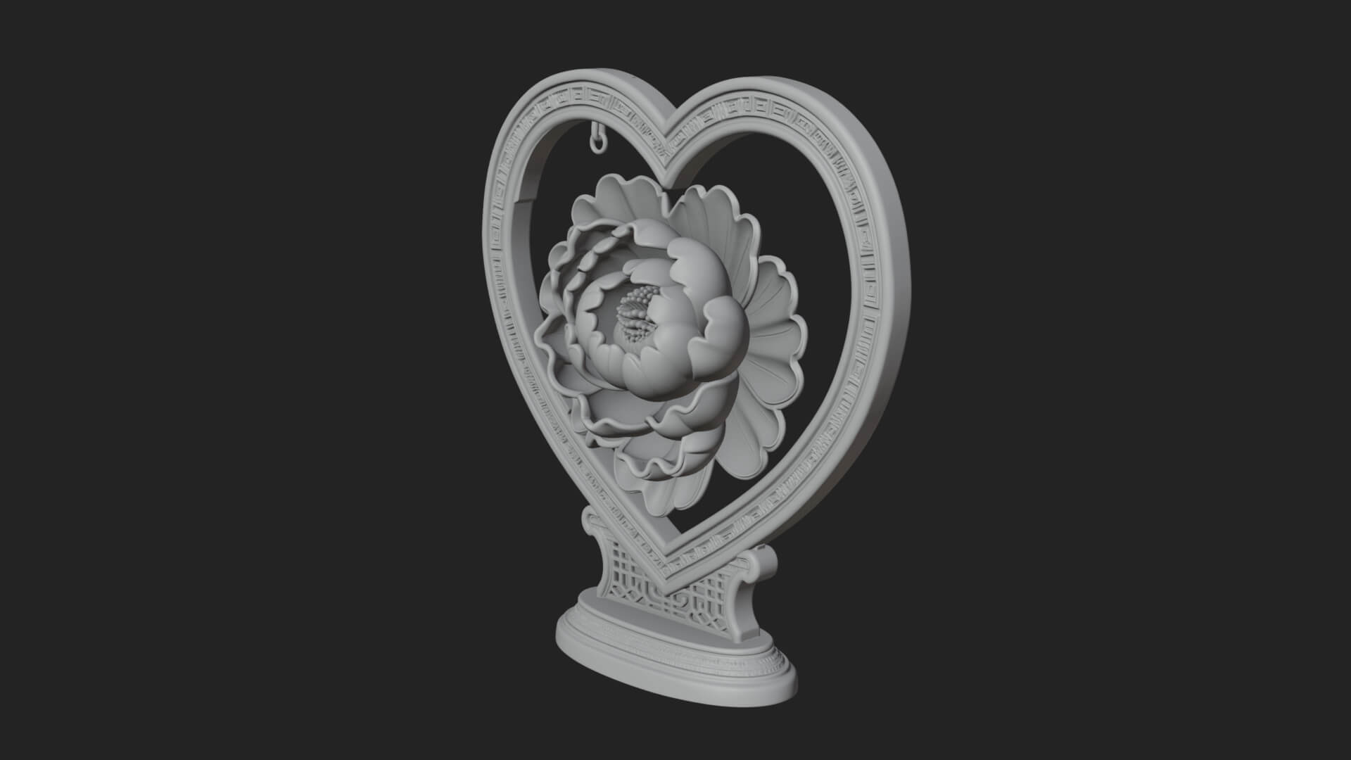 Ornate Framed Heart Plaque Design 67 3D Print Model 3D Model