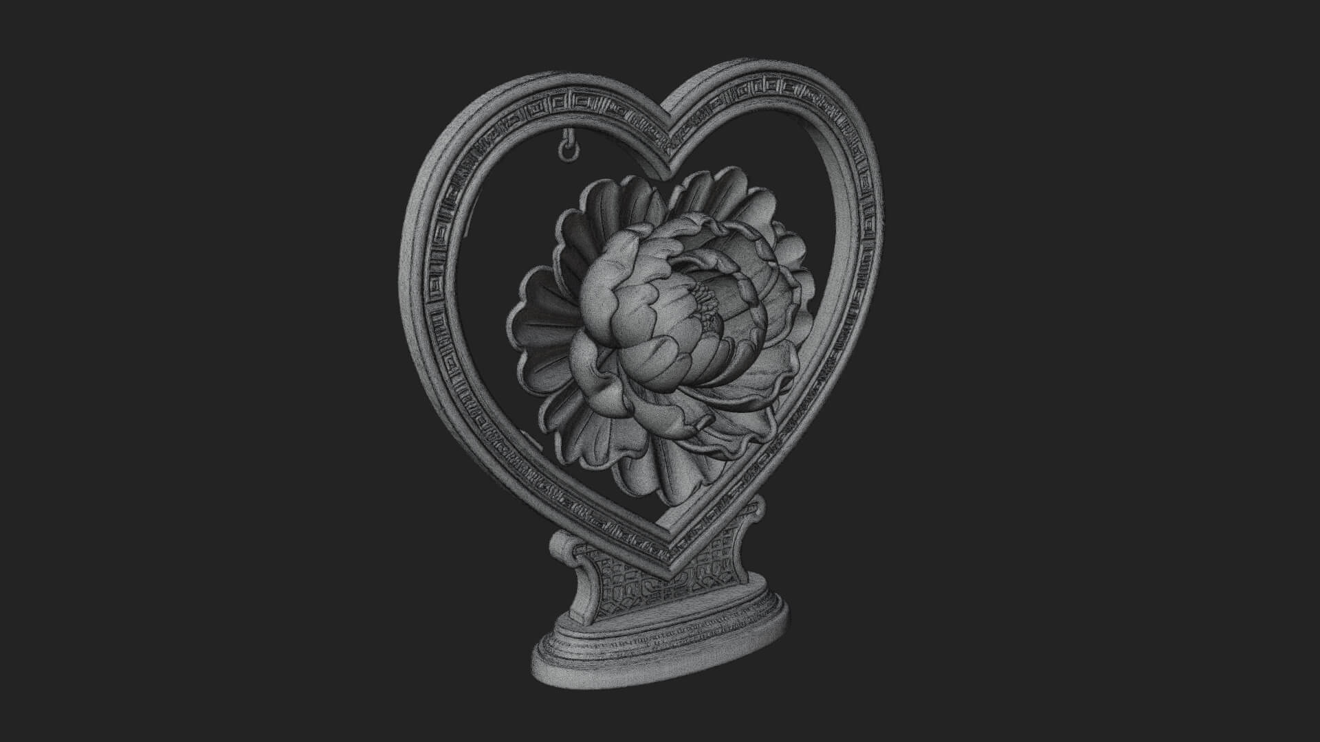 Ornate Framed Heart Plaque Design 67 3D Print Model 3D Model