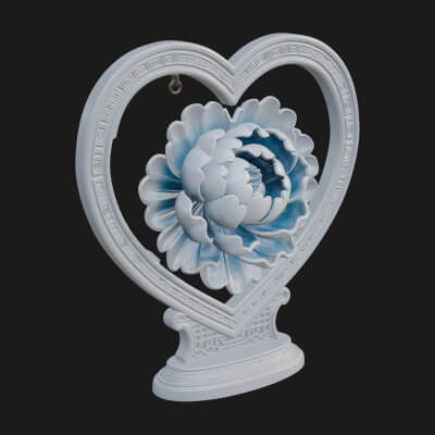 Ornate Framed Heart Plaque Design 67 3D Print Model
