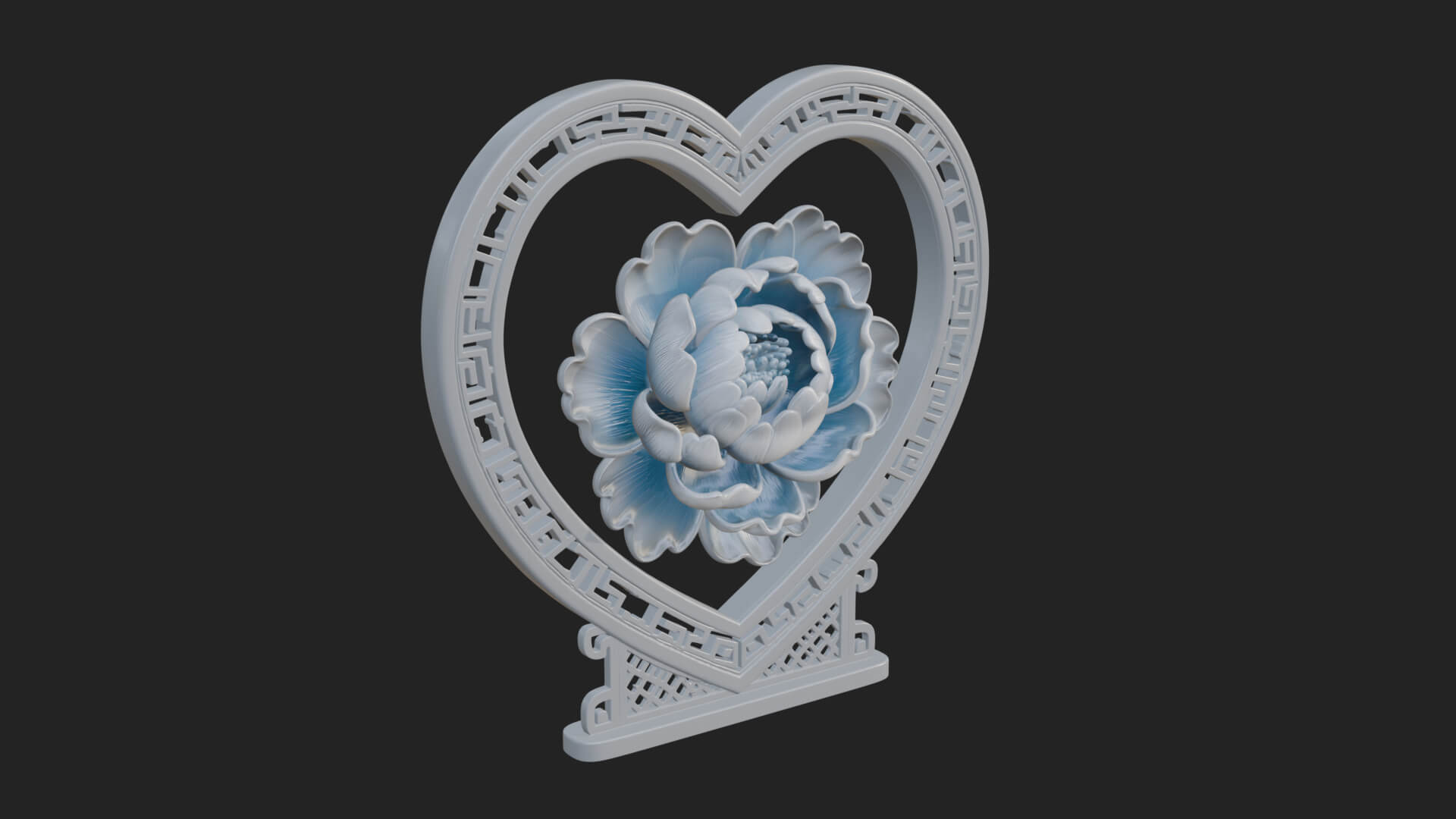Ornate Framed Heart Plaque Design 68 3D Print Model 3D Model