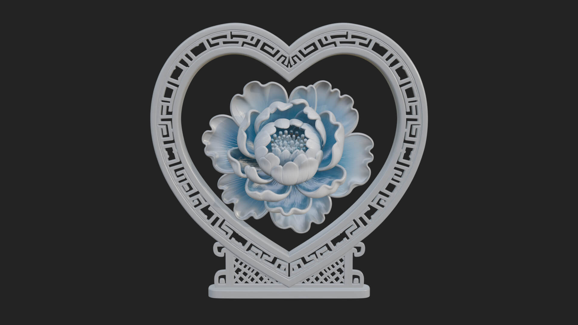 Ornate Framed Heart Plaque Design 68 3D Print Model 3D Model