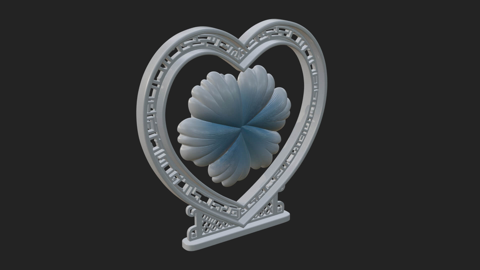Ornate Framed Heart Plaque Design 68 3D Print Model 3D Model