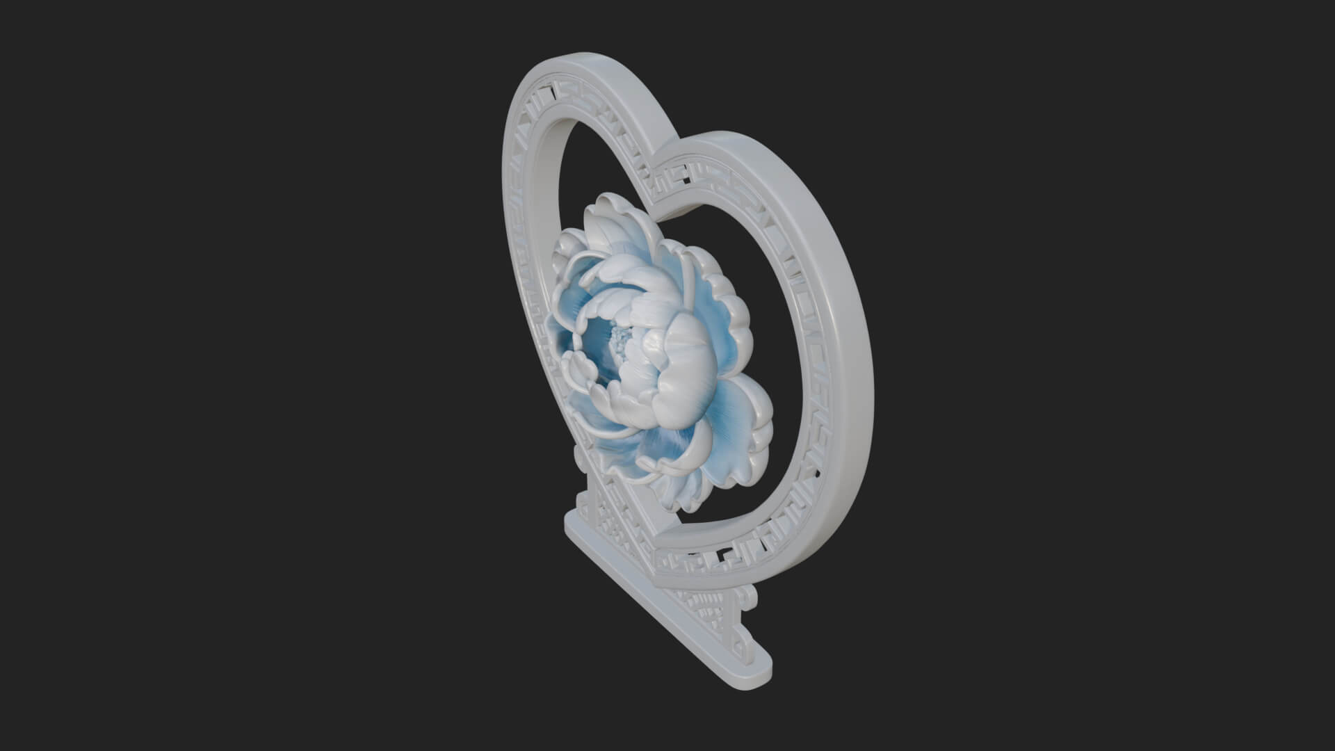 Ornate Framed Heart Plaque Design 68 3D Print Model 3D Model
