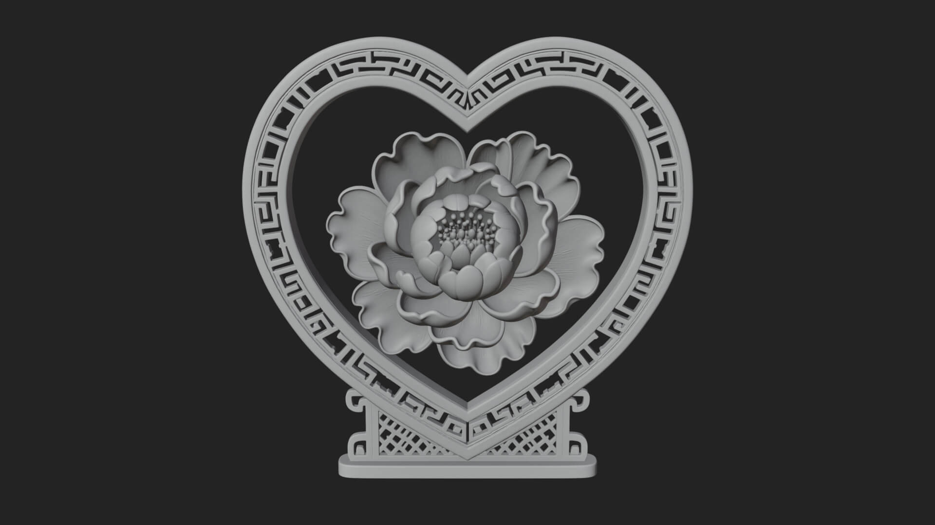 Ornate Framed Heart Plaque Design 68 3D Print Model 3D Model
