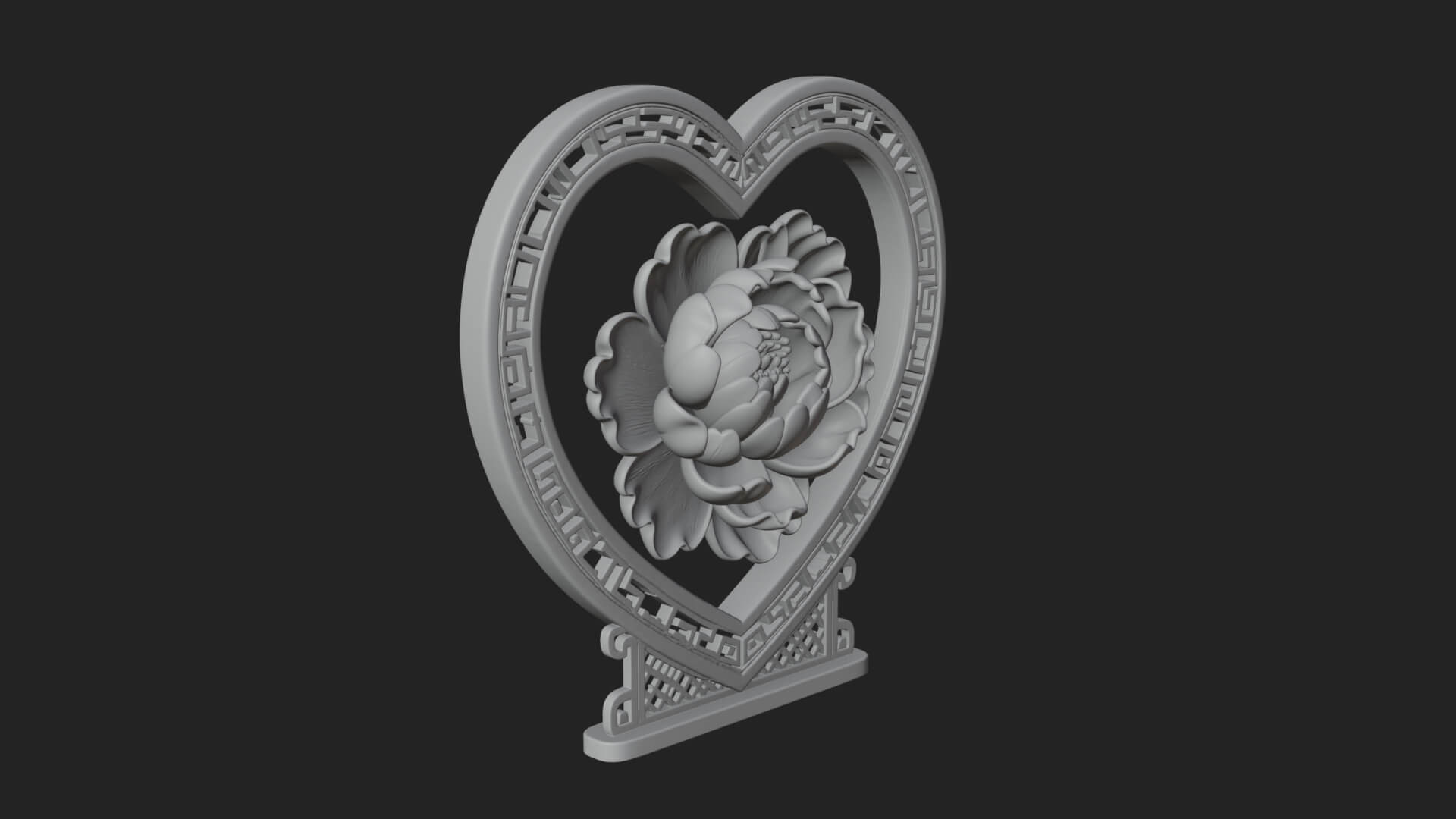 Ornate Framed Heart Plaque Design 68 3D Print Model 3D Model