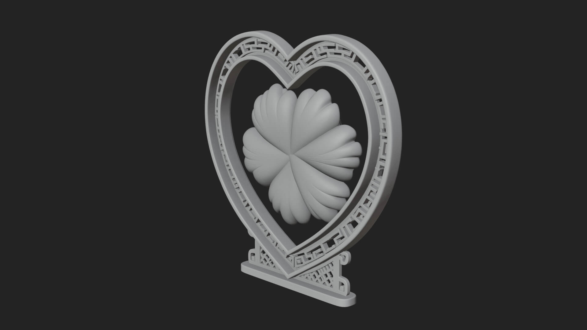 Ornate Framed Heart Plaque Design 68 3D Print Model 3D Model